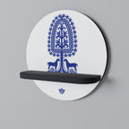 POLISH FOLK ART Prateleira Redonda Decorativa em Acabamento Preto
