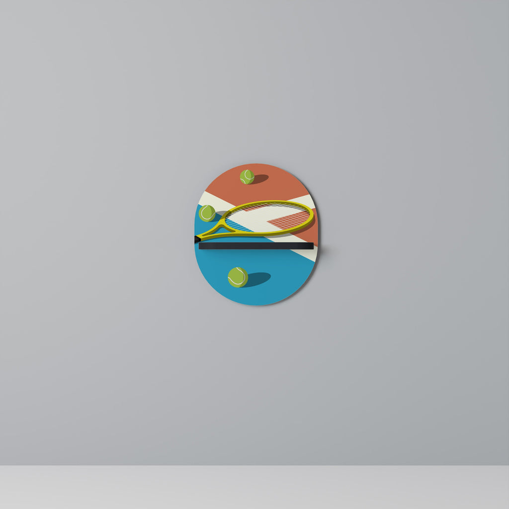 TENNIS ESSENTIALS Prateleira Oval Decorativa em Acabamento Preto