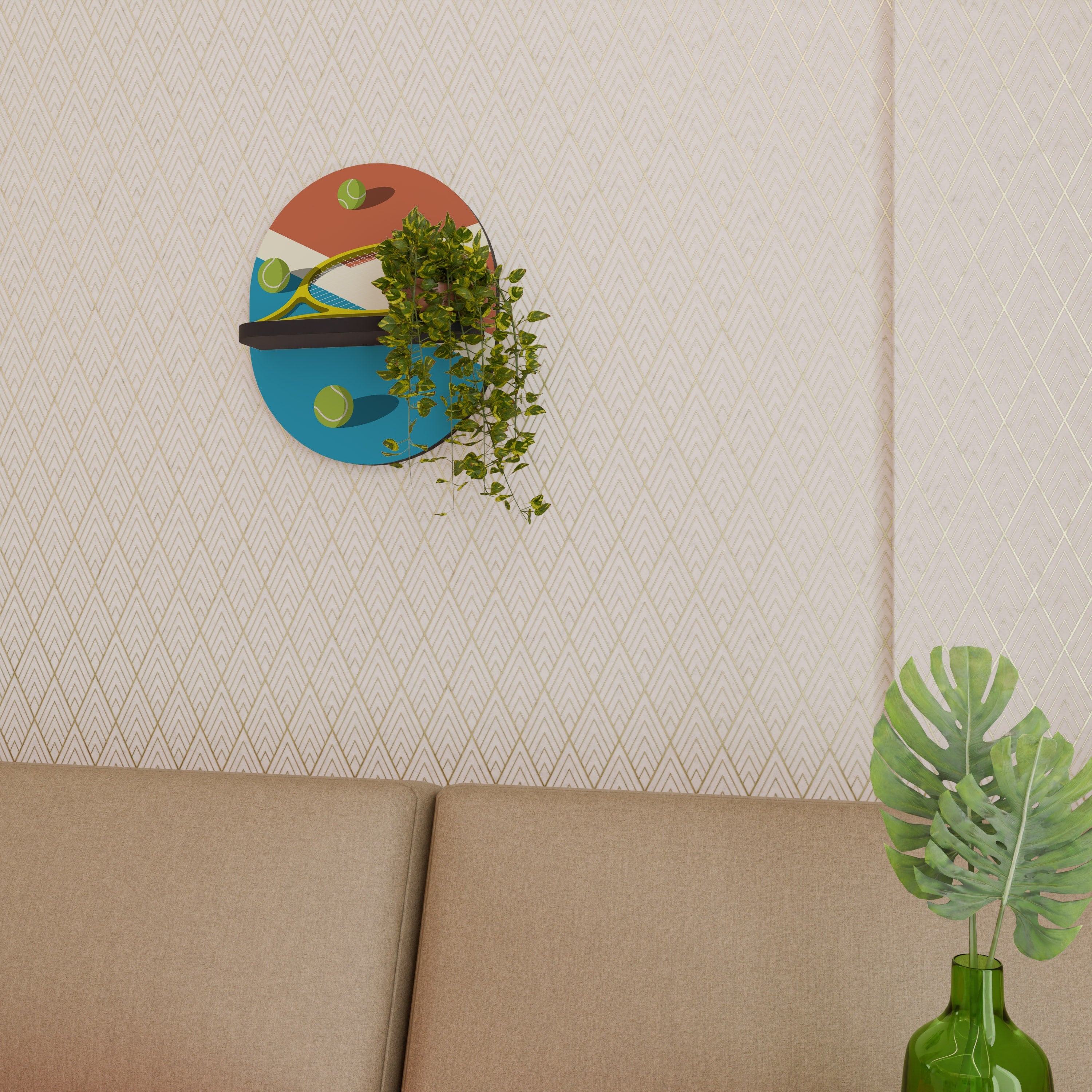 TENNIS ESSENTIALS Prateleira Oval Decorativa em Acabamento Preto