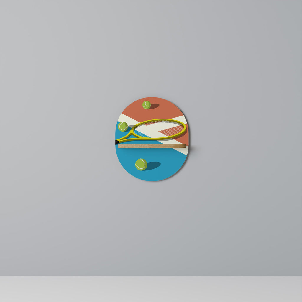 TENNIS ESSENTIALS Prateleira Oval Decorativa em Efeito Carvalho