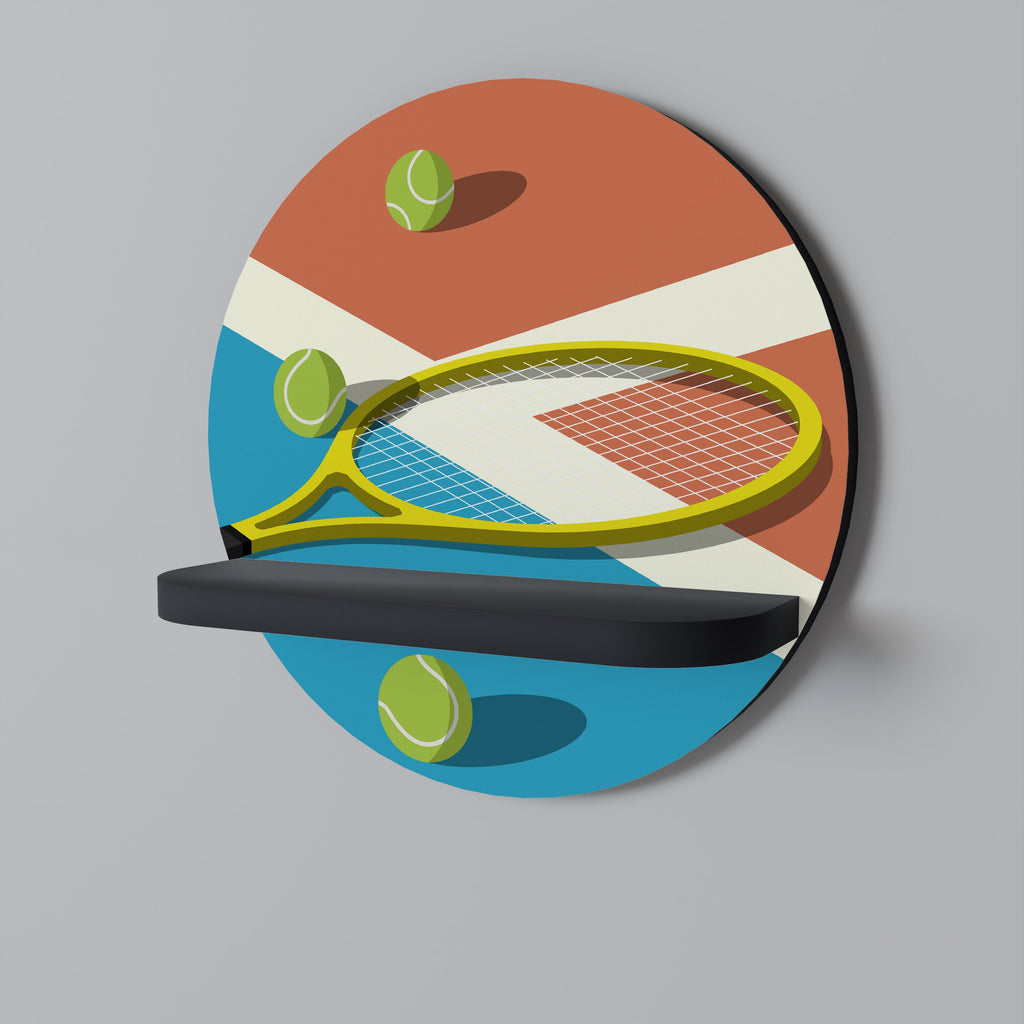 TENNIS ESSENTIALS Prateleira Redonda Decorativa em Acabamento Preto