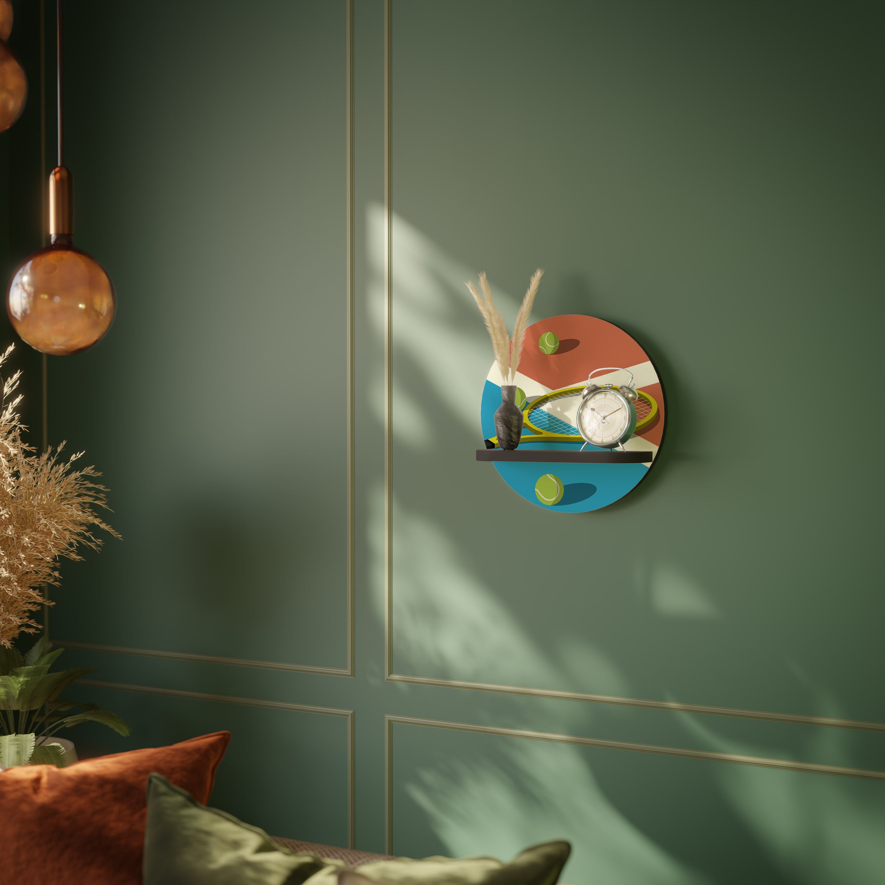 TENNIS ESSENTIALS Prateleira Redonda Decorativa em Acabamento Preto