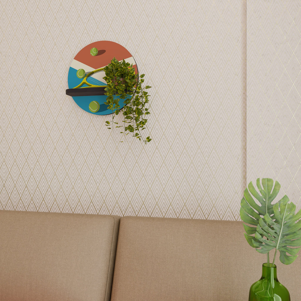 TENNIS ESSENTIALS Prateleira Redonda Decorativa em Acabamento Preto