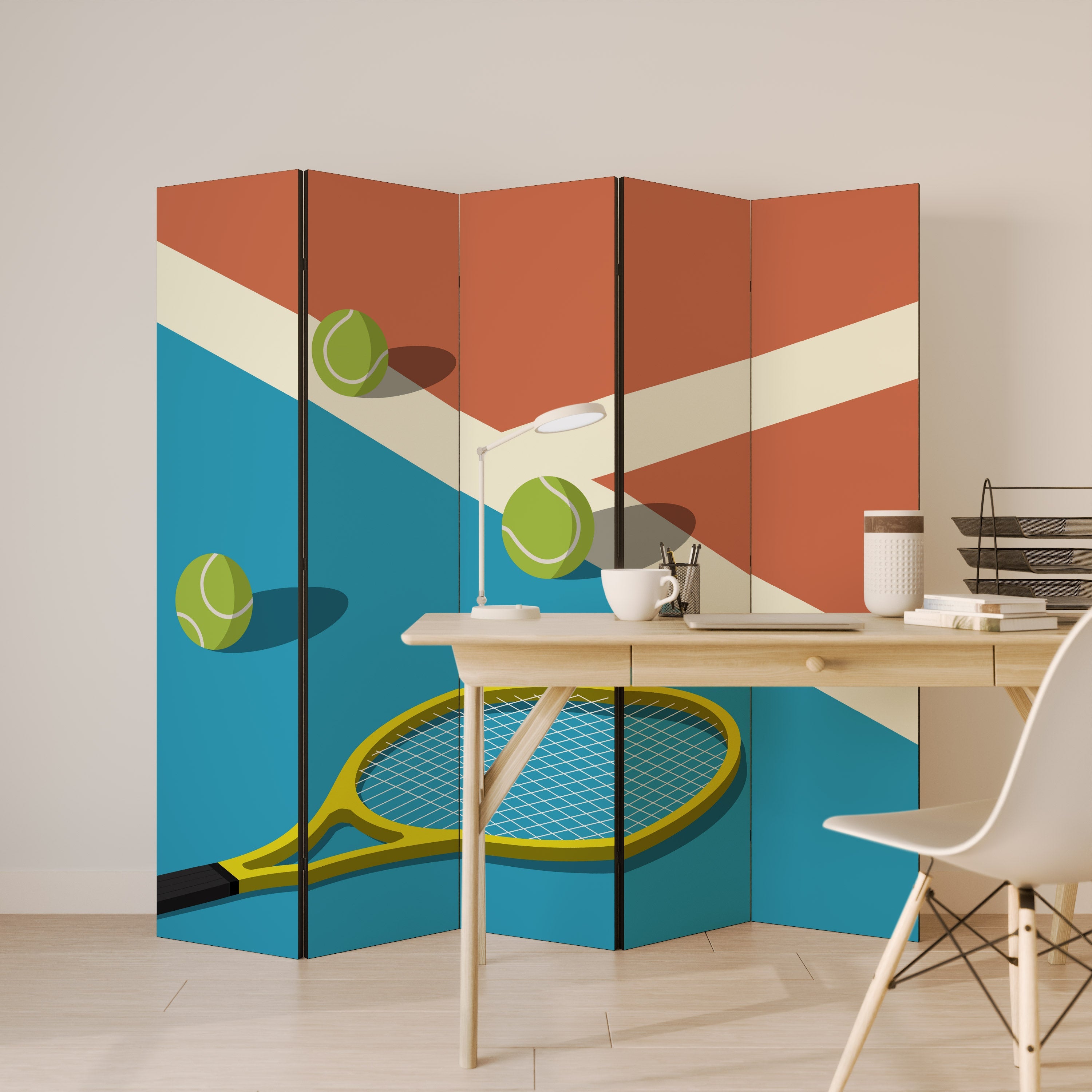 TENNIS ESSENTIALS Biombo Decorativo de 5 Painéis