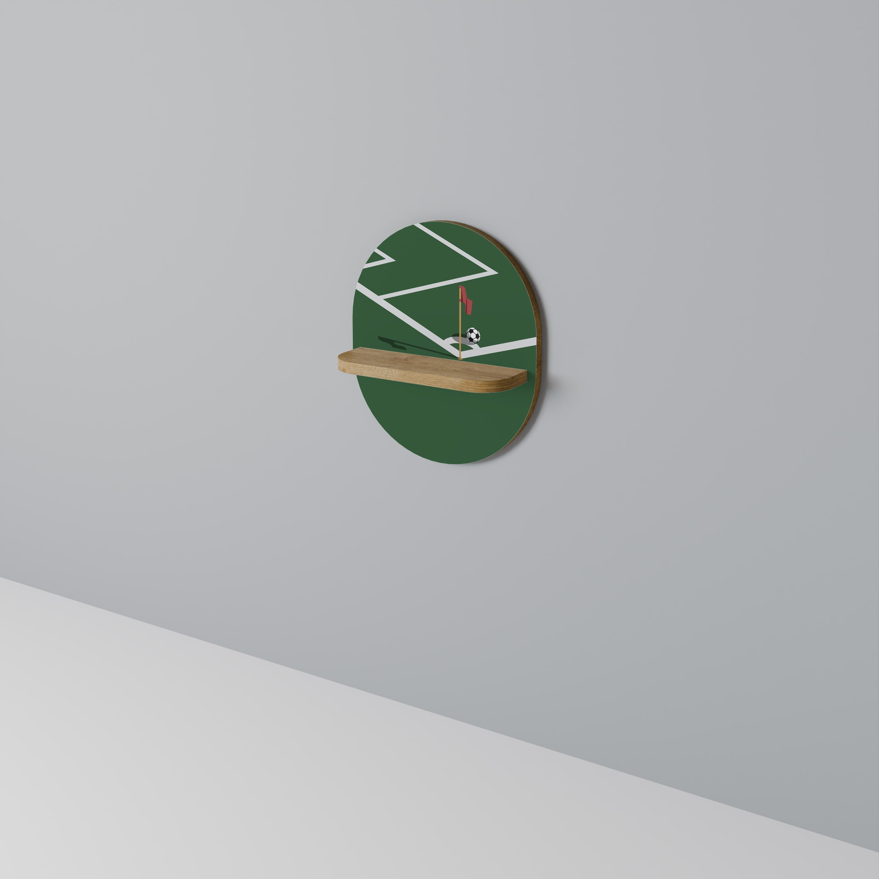 FOOTBALL ACTION Prateleira Oval Decorativa em Efeito Carvalho