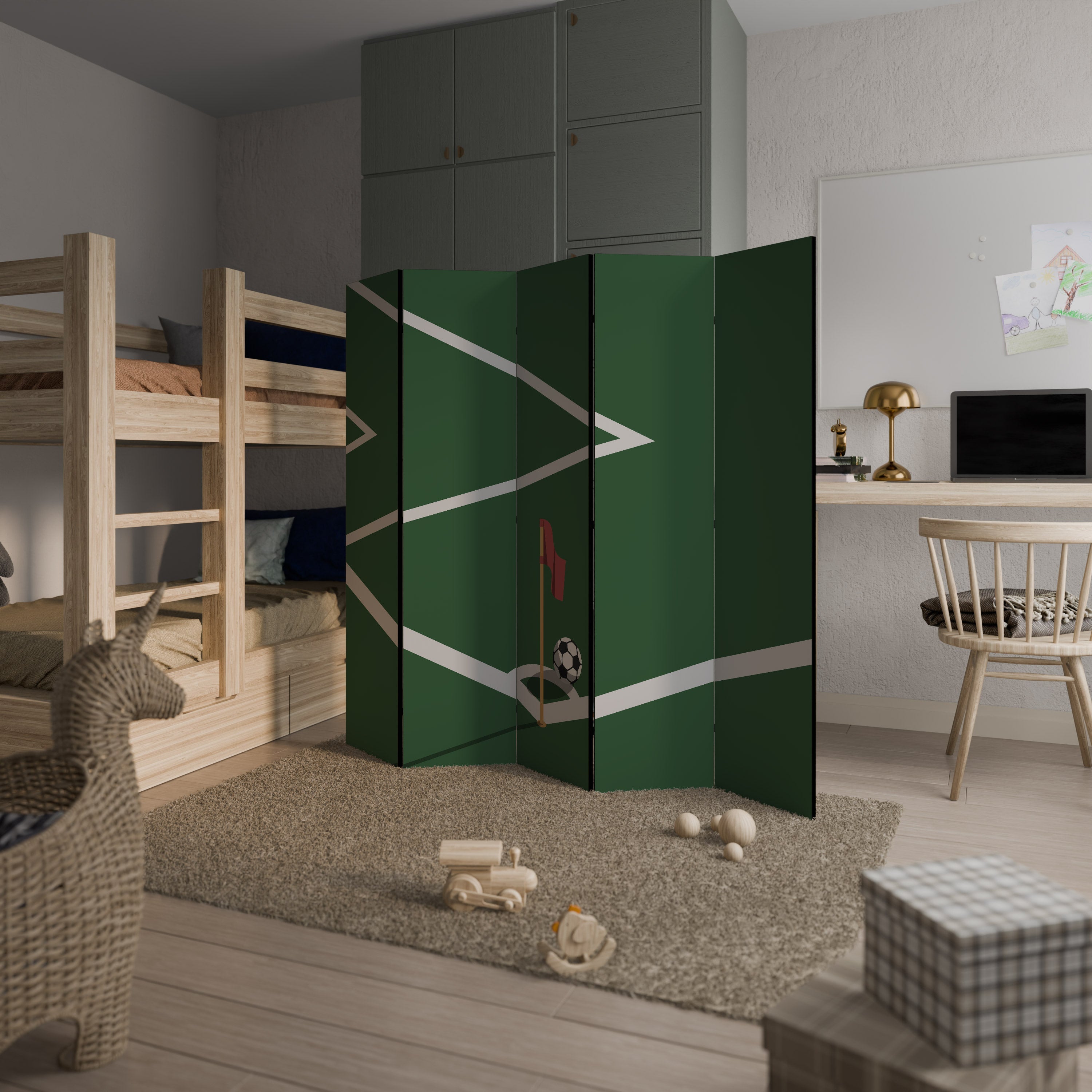 FOOTBALL ACTION Biombo Decorativo de 5 Painéis