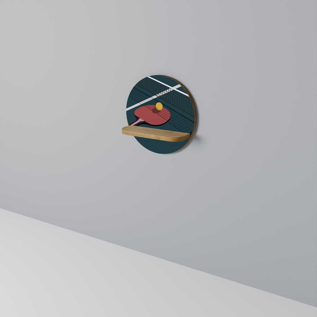 PING- PONG GAME Prateleira Redonda Decorativa em Efeito Carvalho