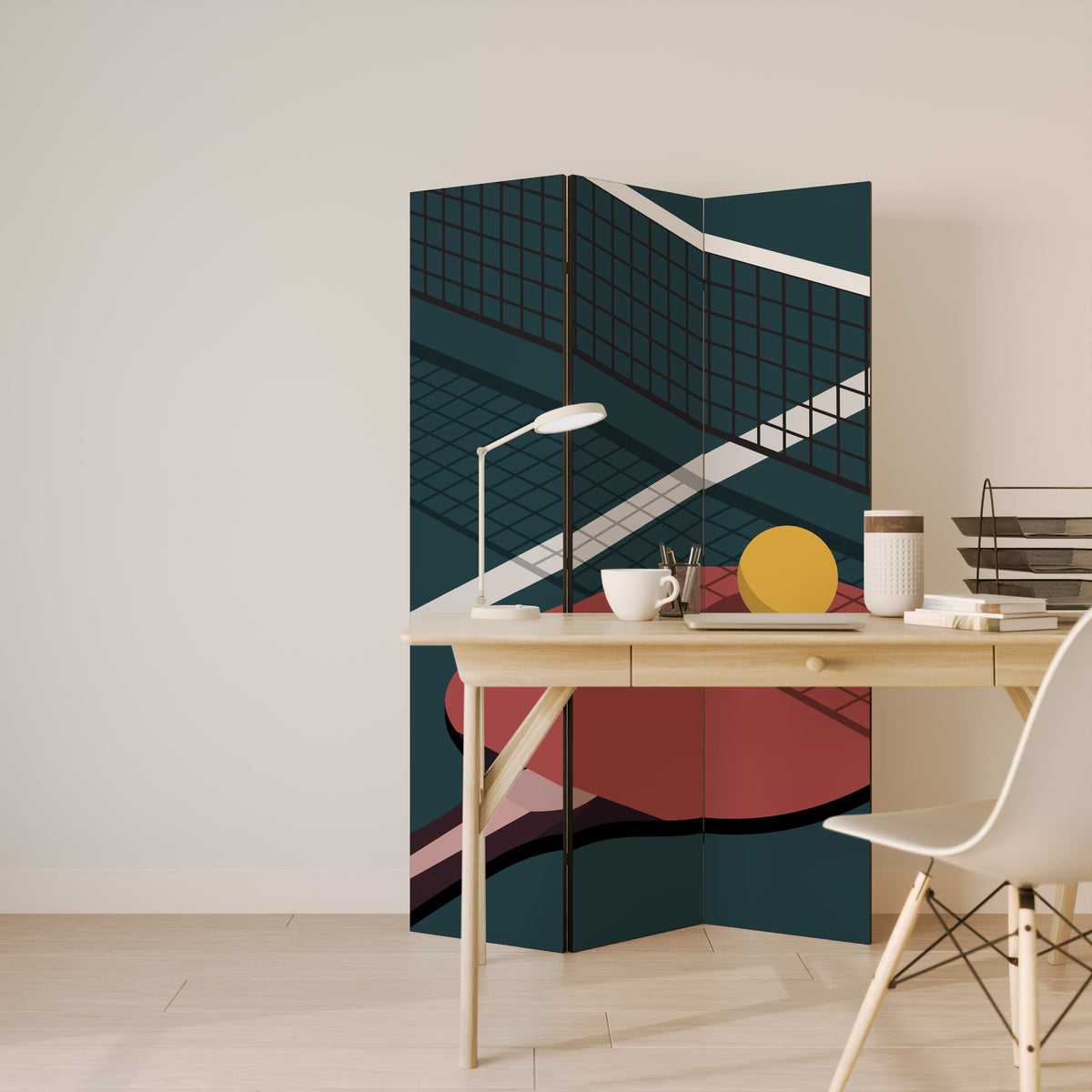 PING- PONG GAME Biombo de 3 Painéis