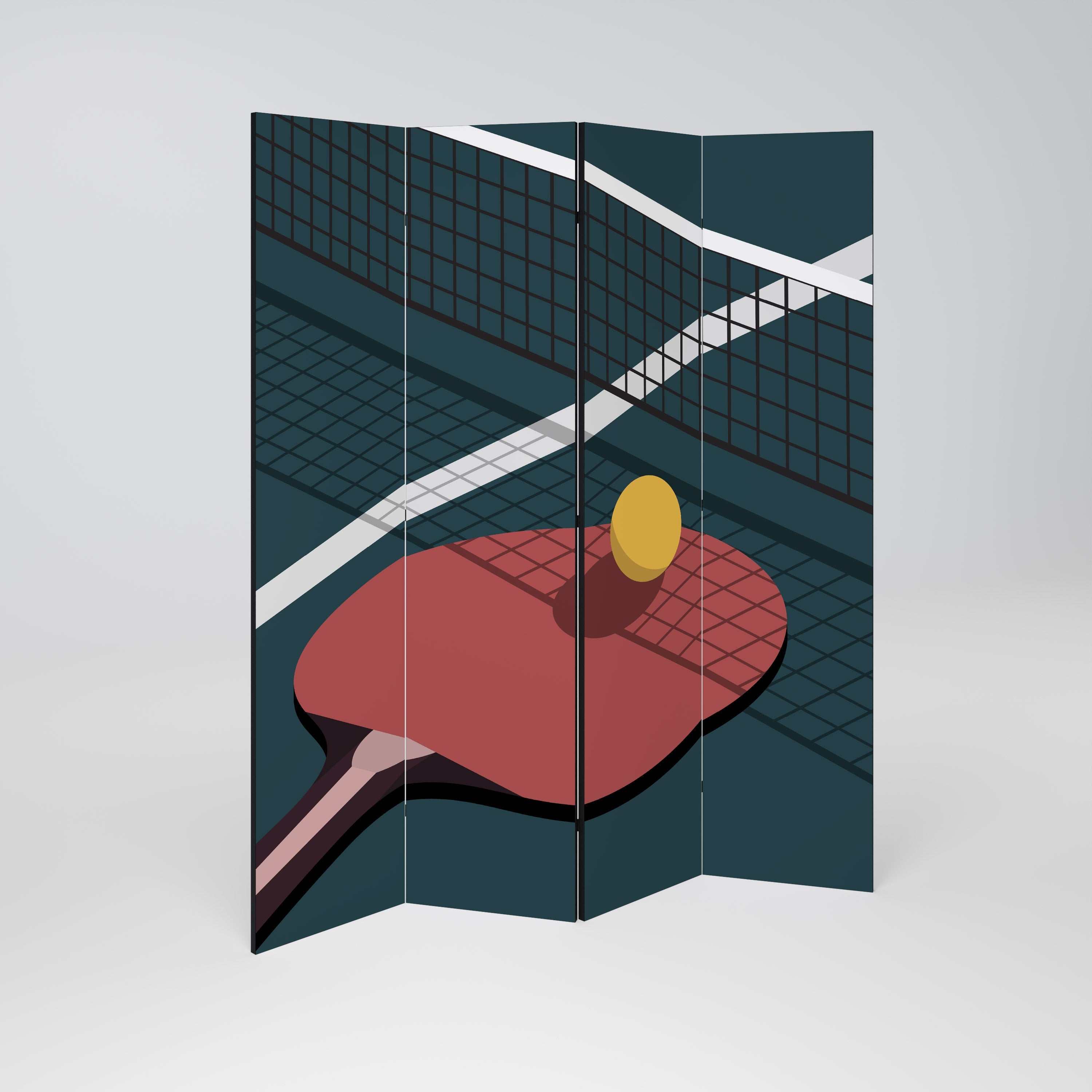 PING- PONG GAME Biombo Decorativo de 4 Painéis