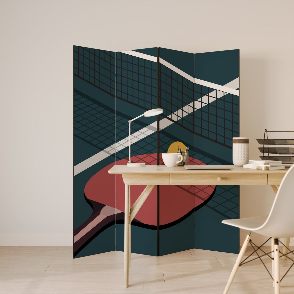 PING- PONG GAME Biombo de 4 Painéis