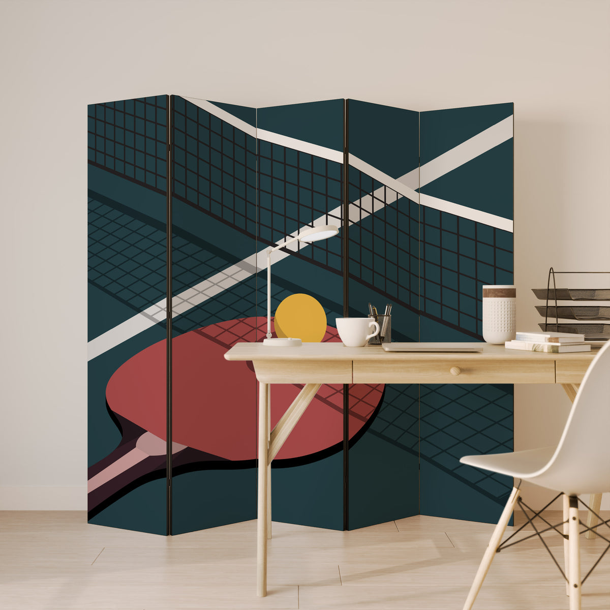 PING- PONG GAME Biombo de 5 Painéis