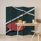 PING- PONG GAME Decorative 5-Panel Room Divider