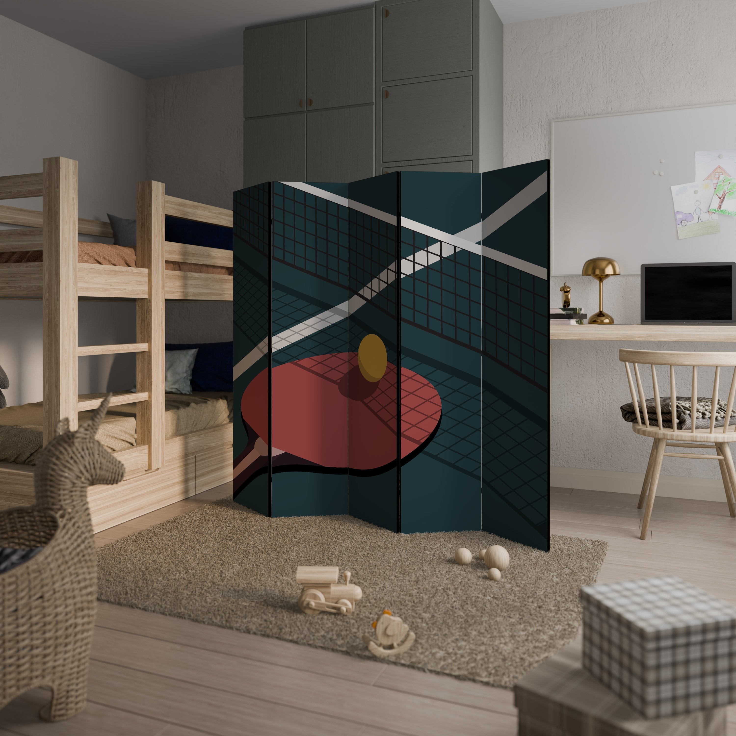 PING- PONG GAME Biombo Decorativo de 5 Painéis