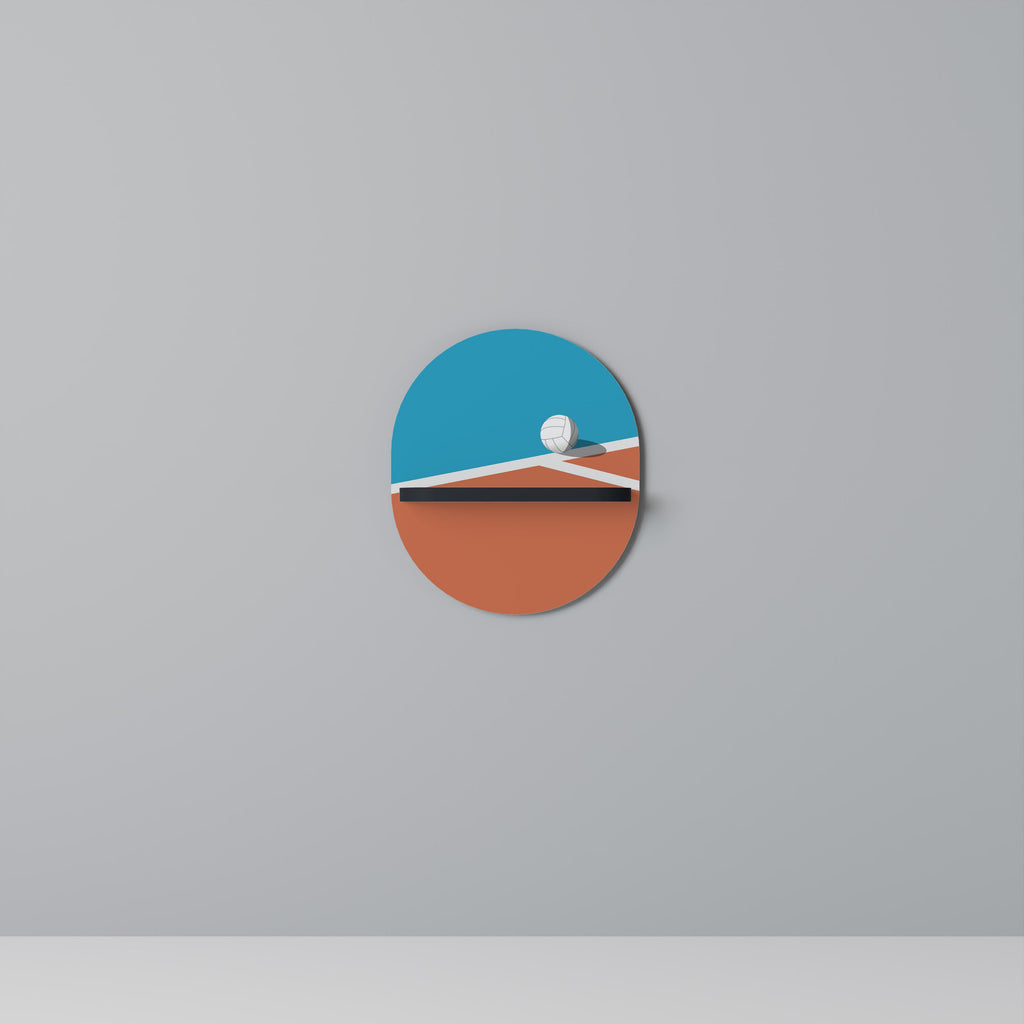 VOLLEYBALL TIME Prateleira Oval Decorativa em Acabamento Preto