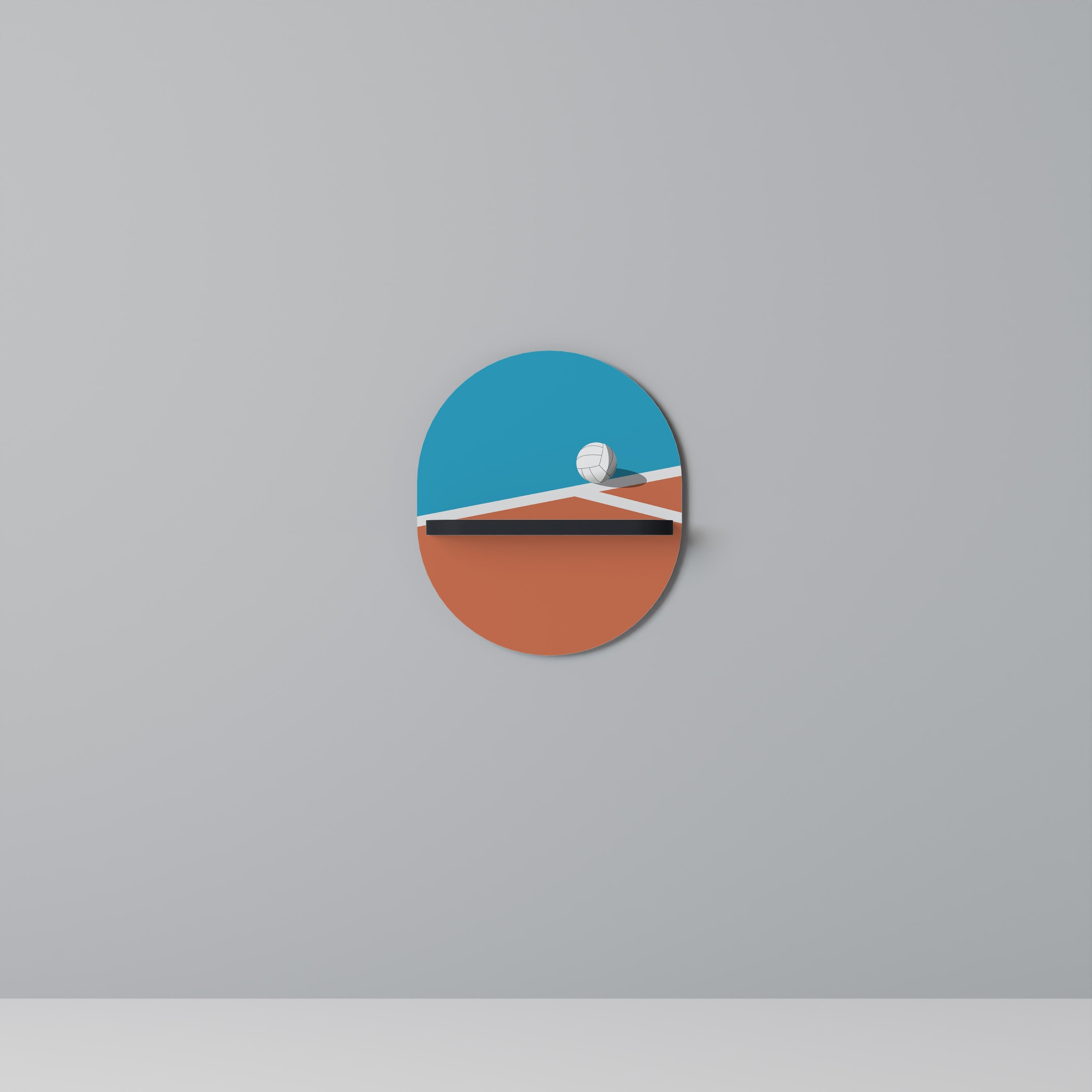 VOLLEYBALL TIME Prateleira Oval Decorativa em Acabamento Preto