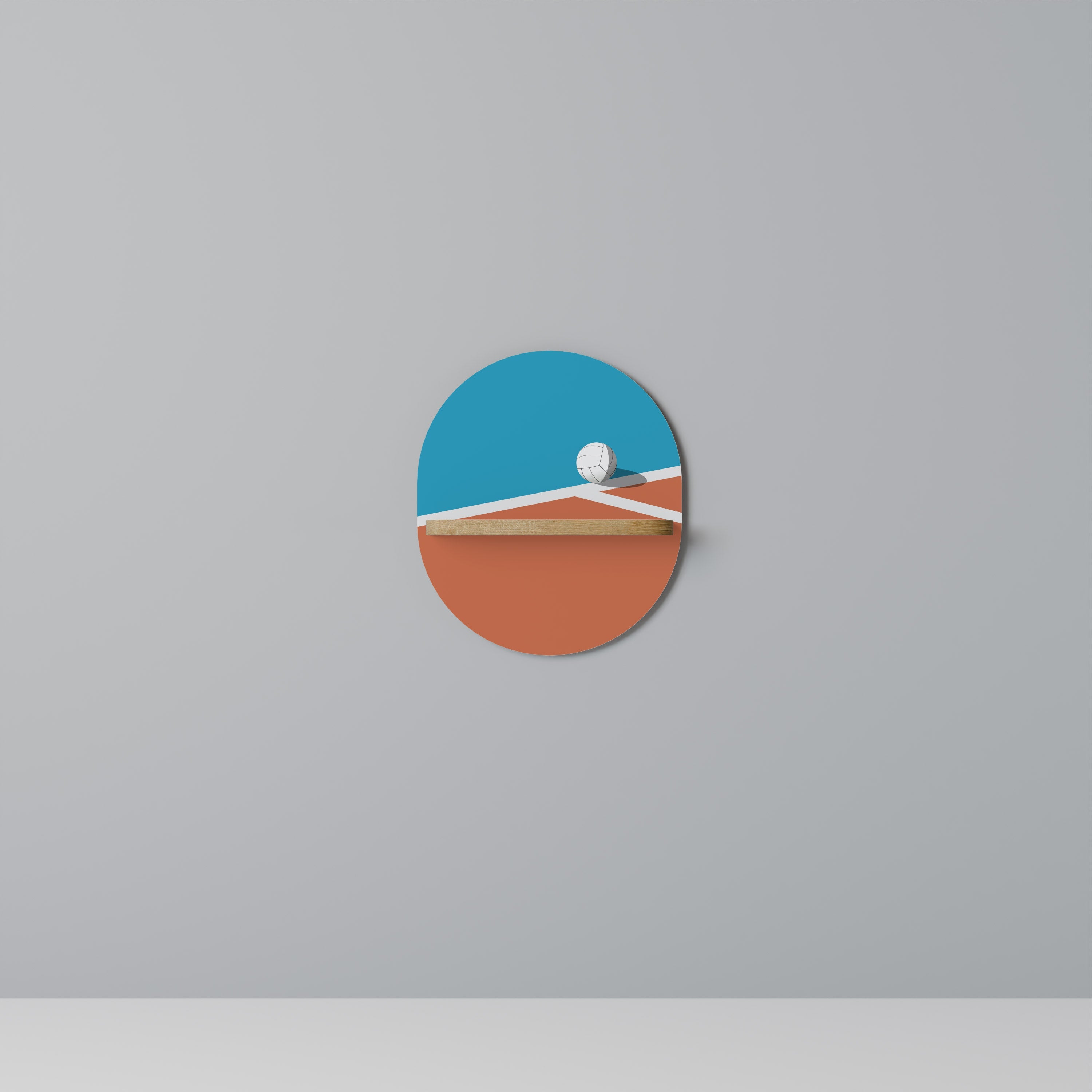 VOLLEYBALL TIME Prateleira Oval Decorativa em Efeito Carvalho