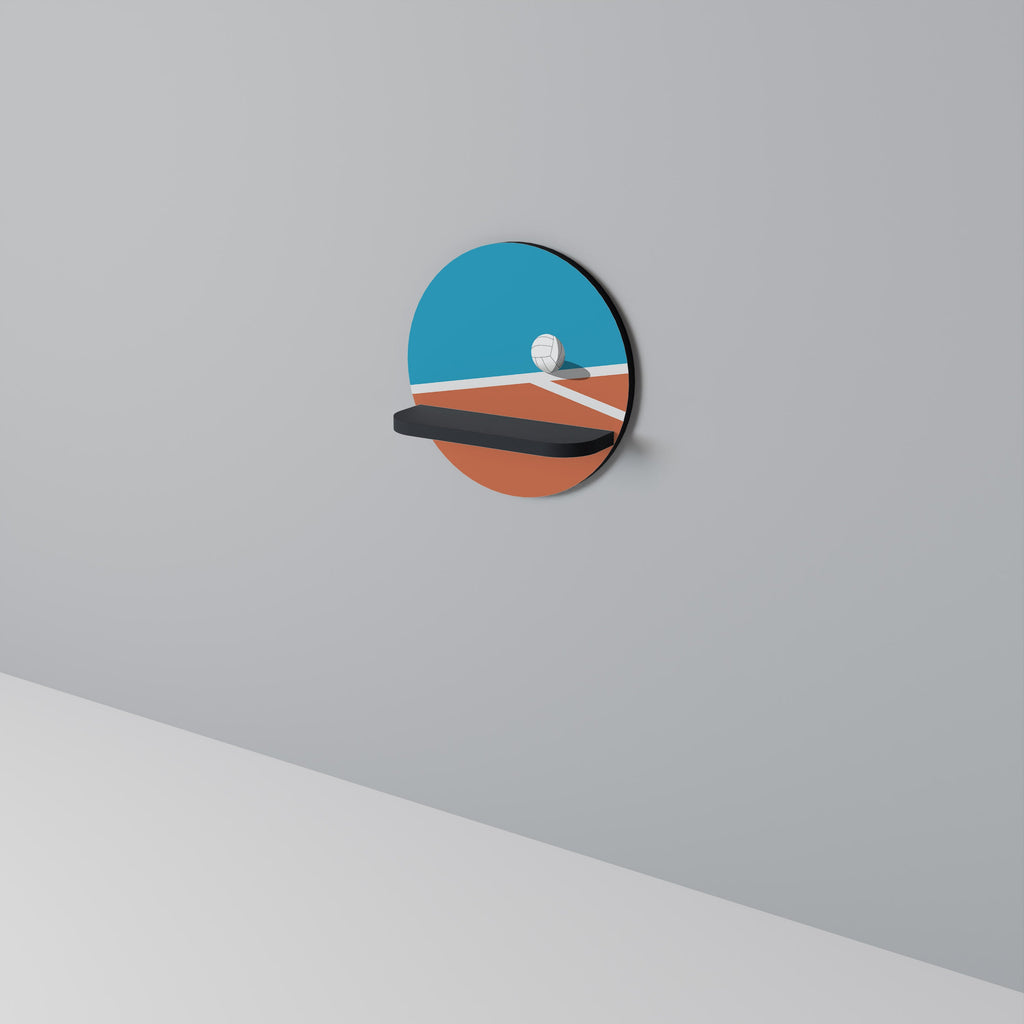 VOLLEYBALL TIME Prateleira Redonda Decorativa em Acabamento Preto