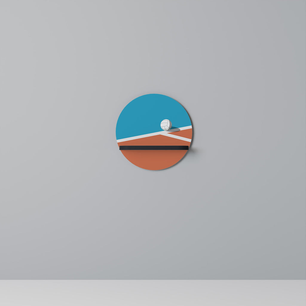 VOLLEYBALL TIME Prateleira Redonda Decorativa em Acabamento Preto