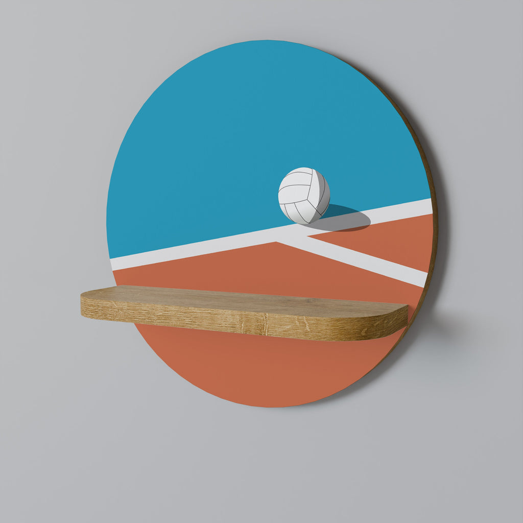 VOLLEYBALL TIME Prateleira Redonda Decorativa em Efeito Carvalho
