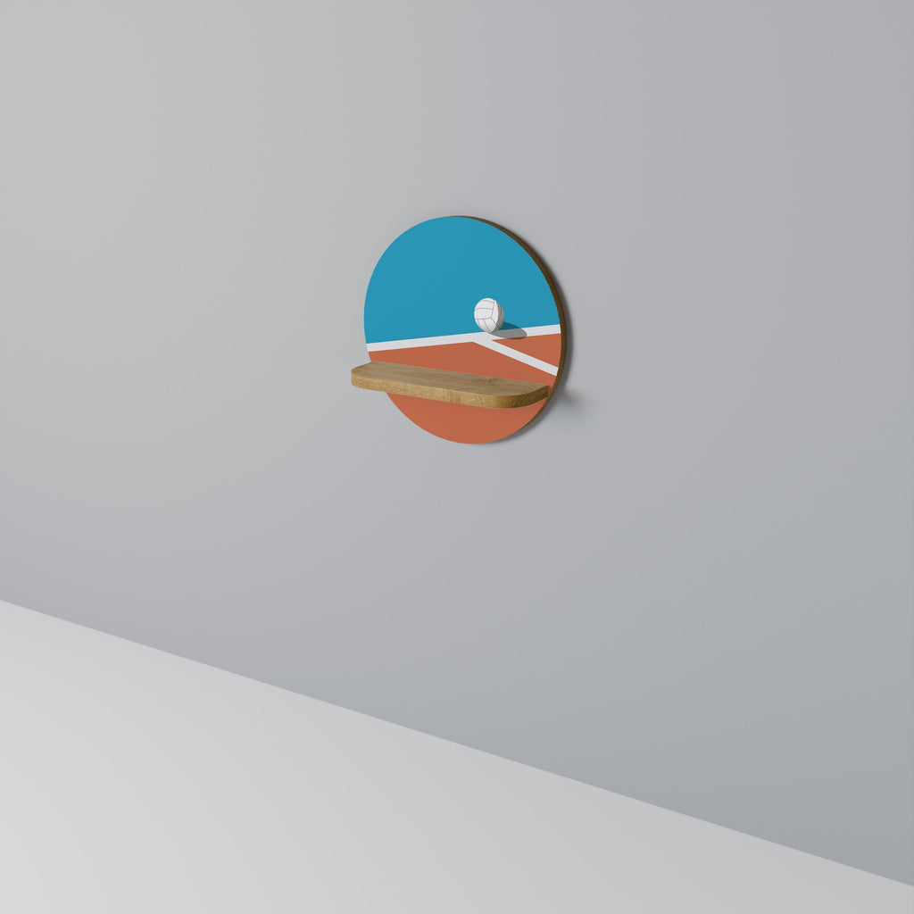 VOLLEYBALL TIME Prateleira Redonda Decorativa em Efeito Carvalho