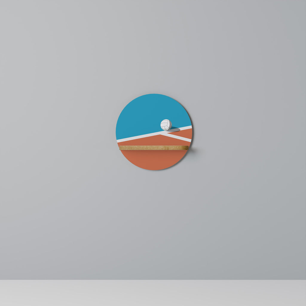 VOLLEYBALL TIME Prateleira Redonda Decorativa em Efeito Carvalho