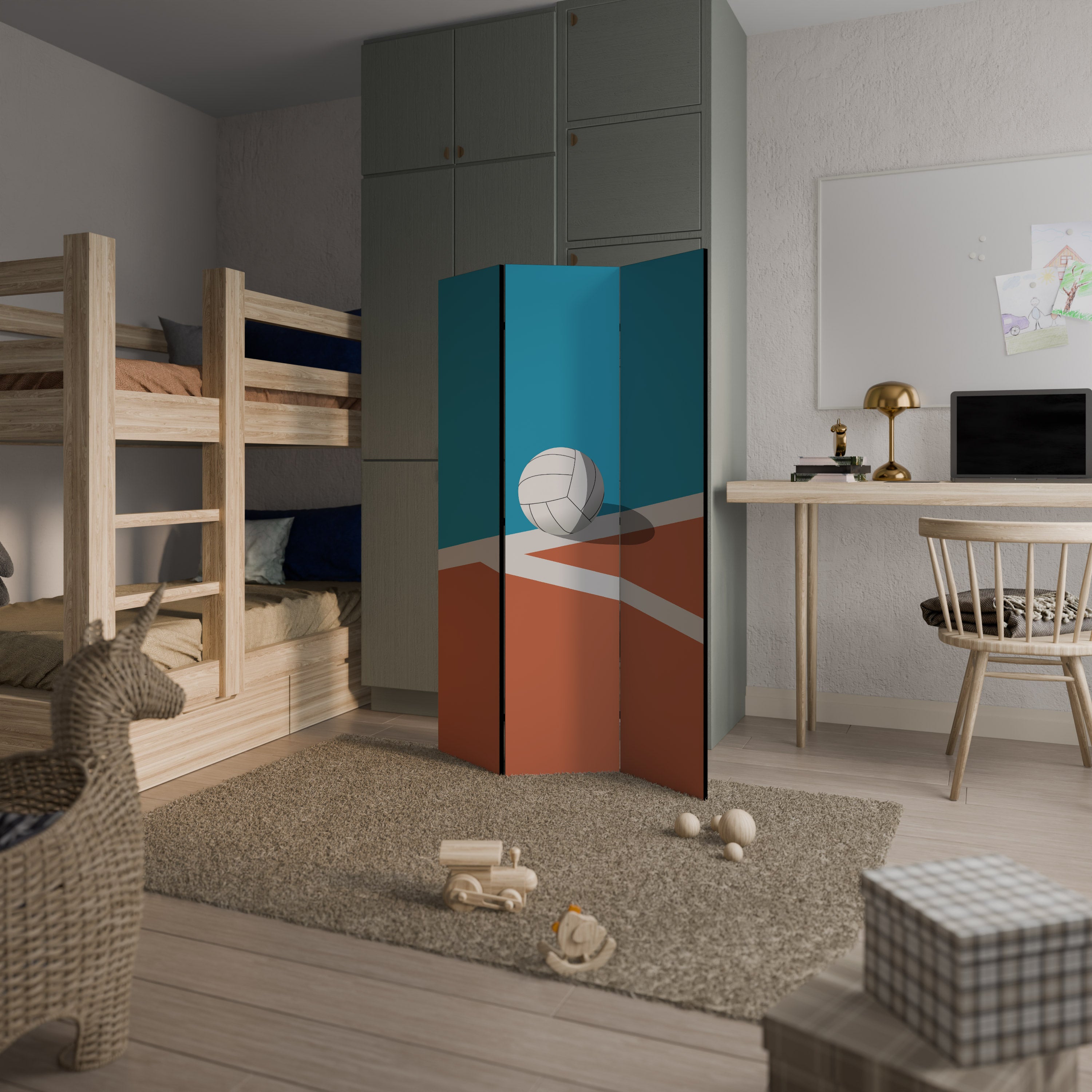 VOLLEYBALL TIME 3-Panel Room Divider