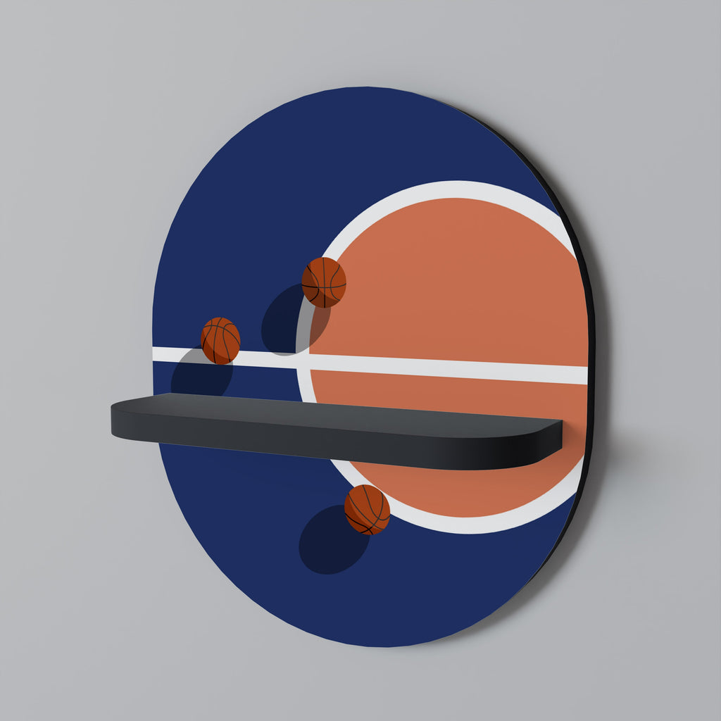 BASKETBALL CHALLENGE Prateleira Oval Decorativa em Acabamento Preto