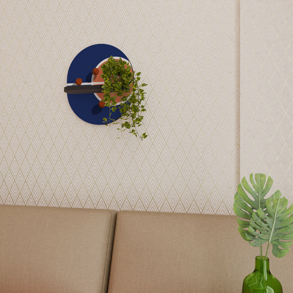 BASKETBALL CHALLENGE Prateleira Oval Decorativa em Acabamento Preto