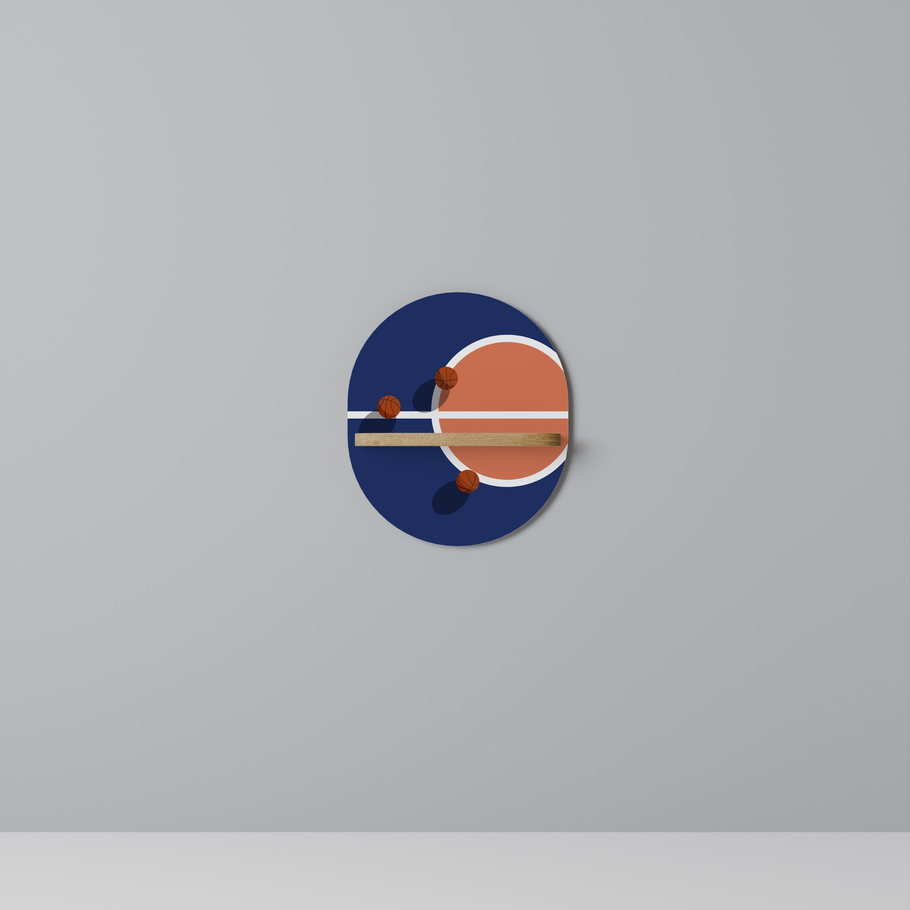 BASKETBALL CHALLENGE Prateleira Oval Decorativa em Efeito Carvalho