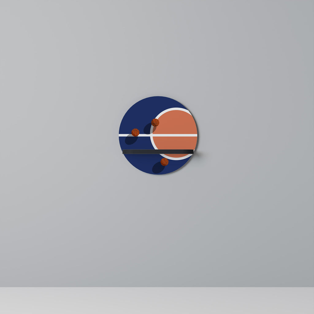 BASKETBALL CHALLENGE Prateleira Redonda Decorativa em Acabamento Preto