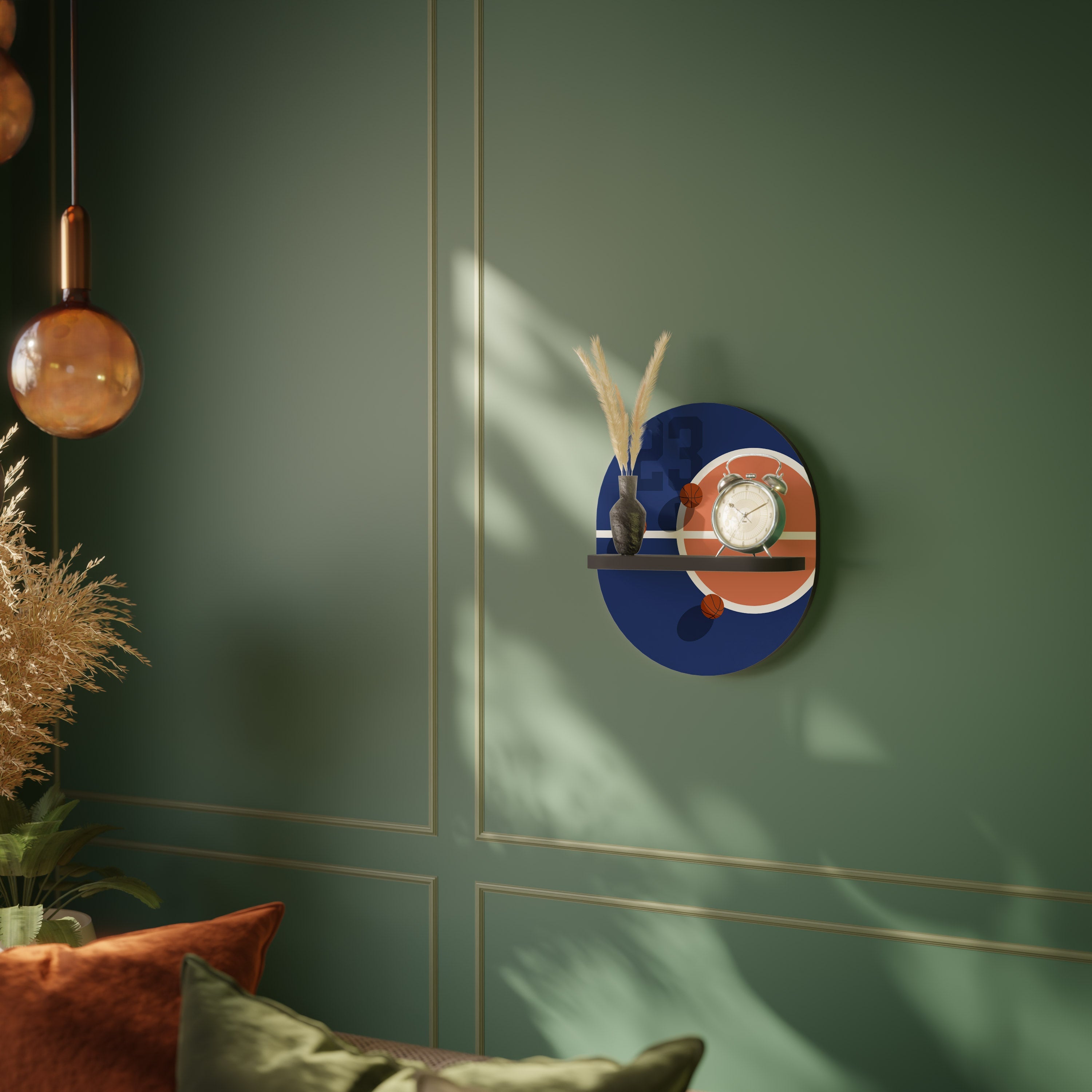 FAMOUS NUMBER 23 Prateleira Oval Decorativa em Acabamento Preto