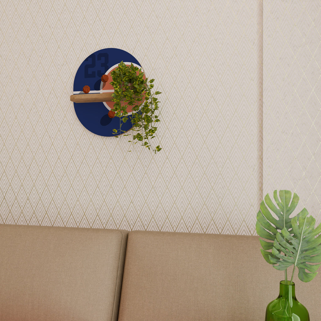 FAMOUS NUMBER 23 Prateleira Oval Decorativa em Efeito Carvalho