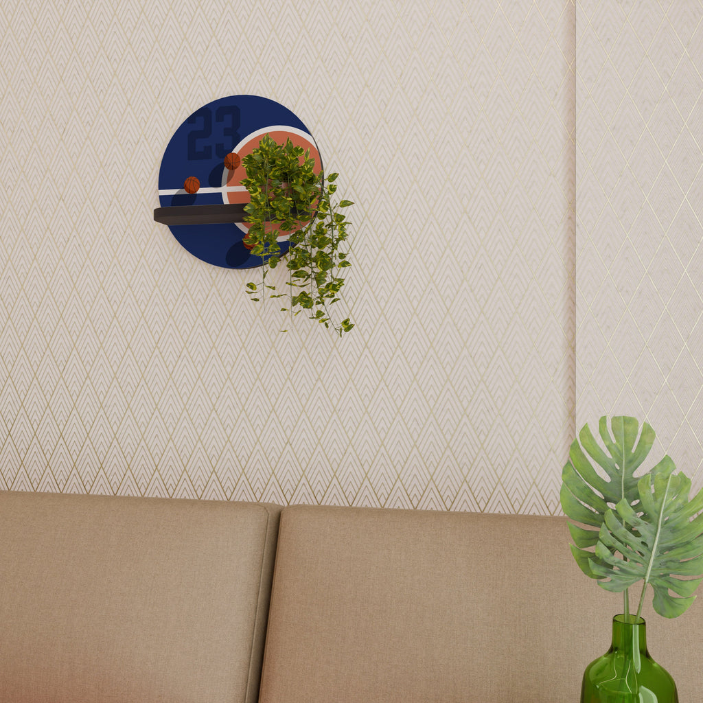 FAMOUS NUMBER 23 Prateleira Redonda Decorativa em Acabamento Preto