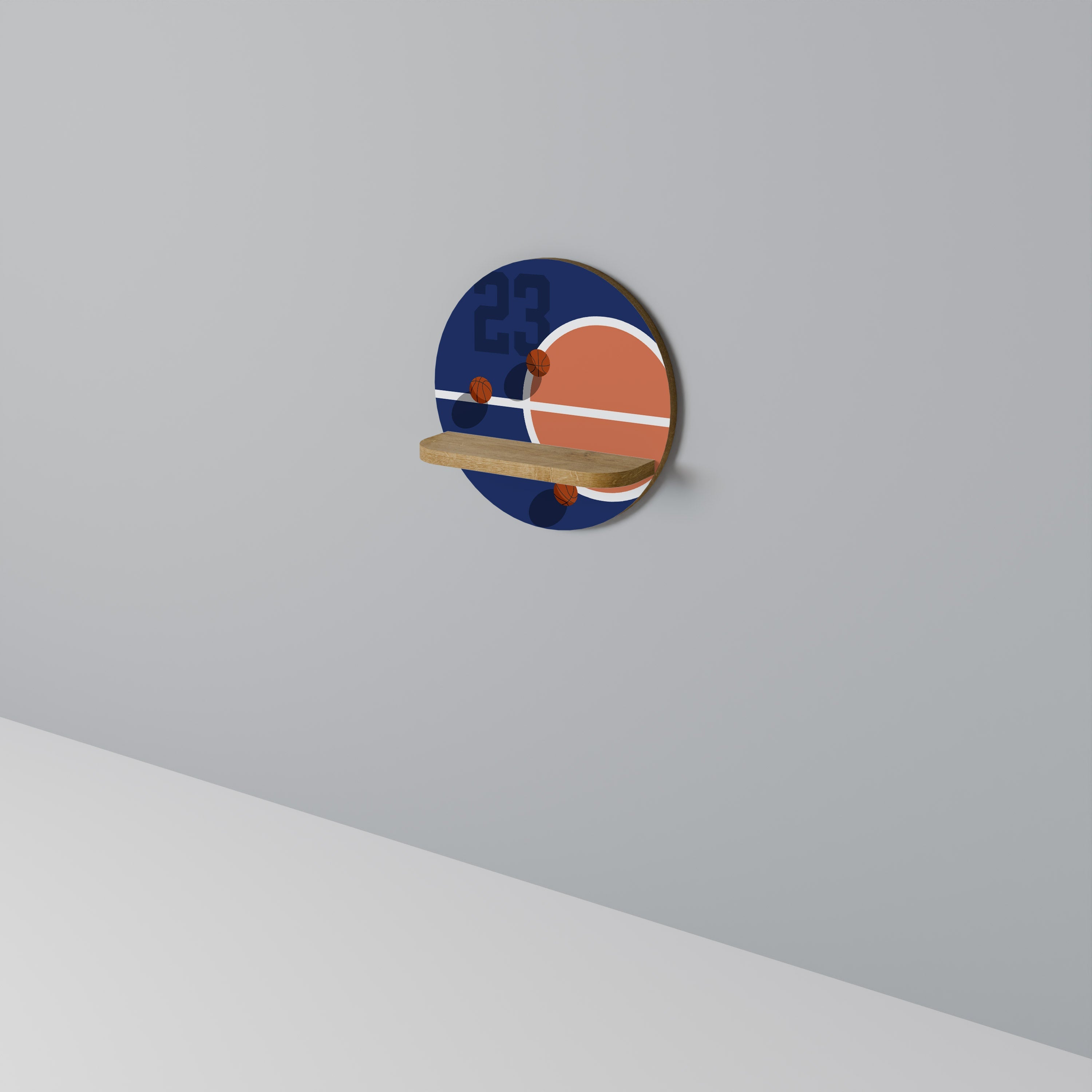 FAMOUS NUMBER 23 Prateleira Redonda Decorativa em Efeito Carvalho