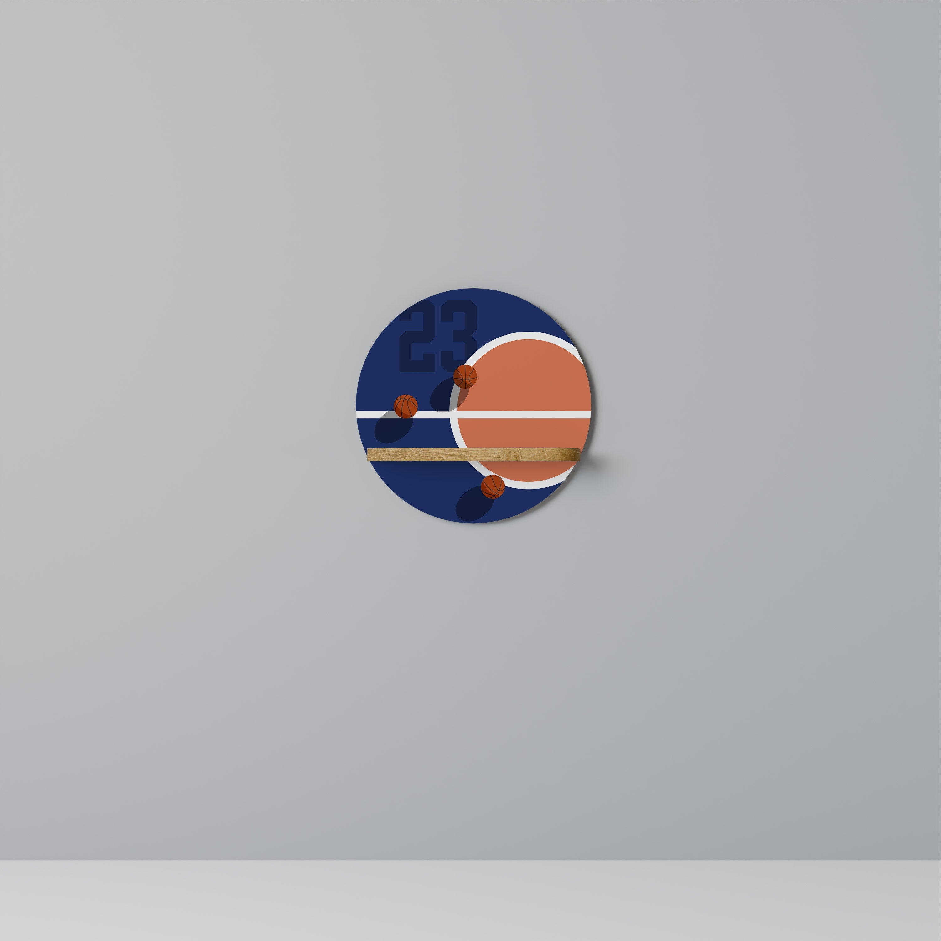 FAMOUS NUMBER 23 Prateleira Redonda Decorativa em Efeito Carvalho