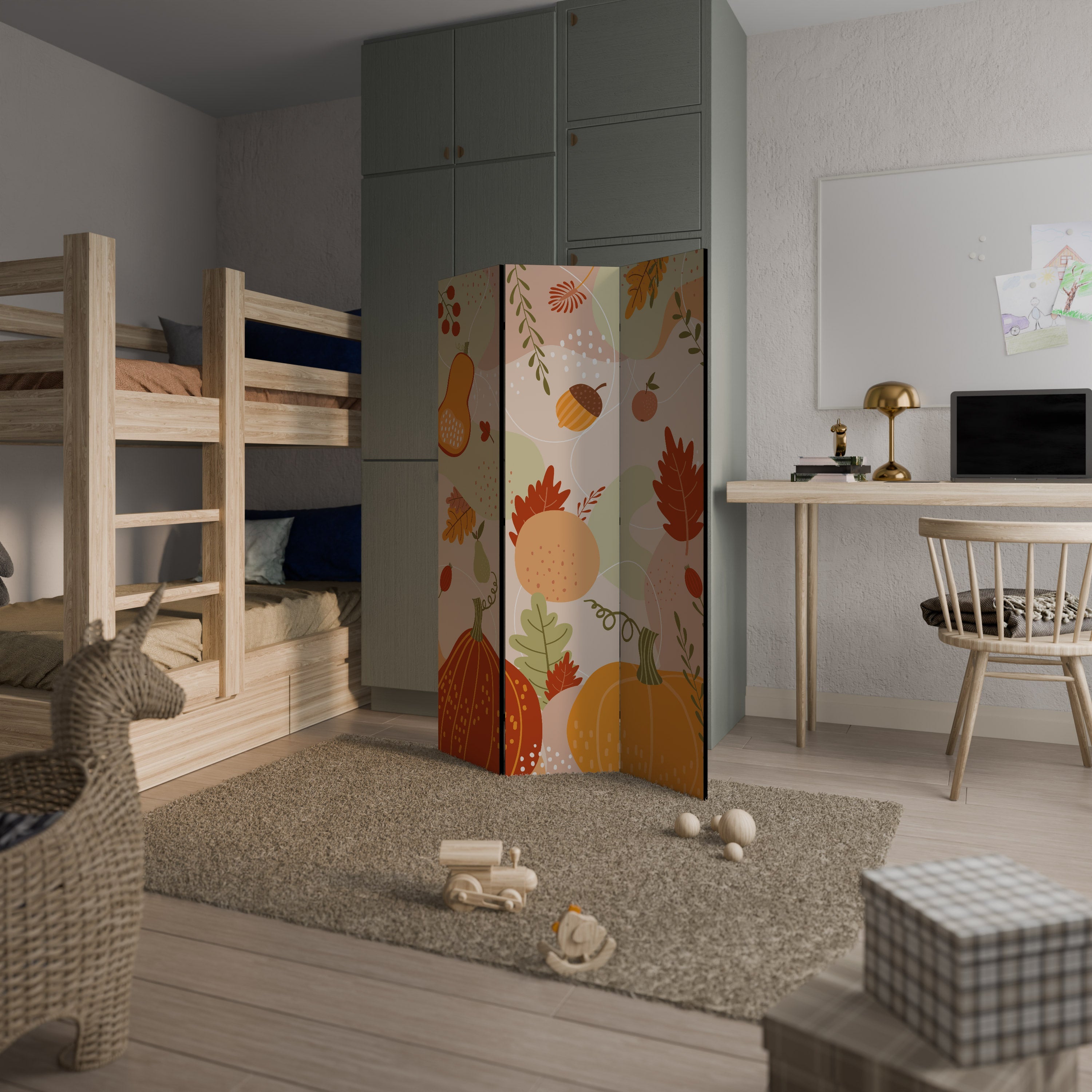 HELLO AUTUMN Biombo Decorativo de 3 Painéis