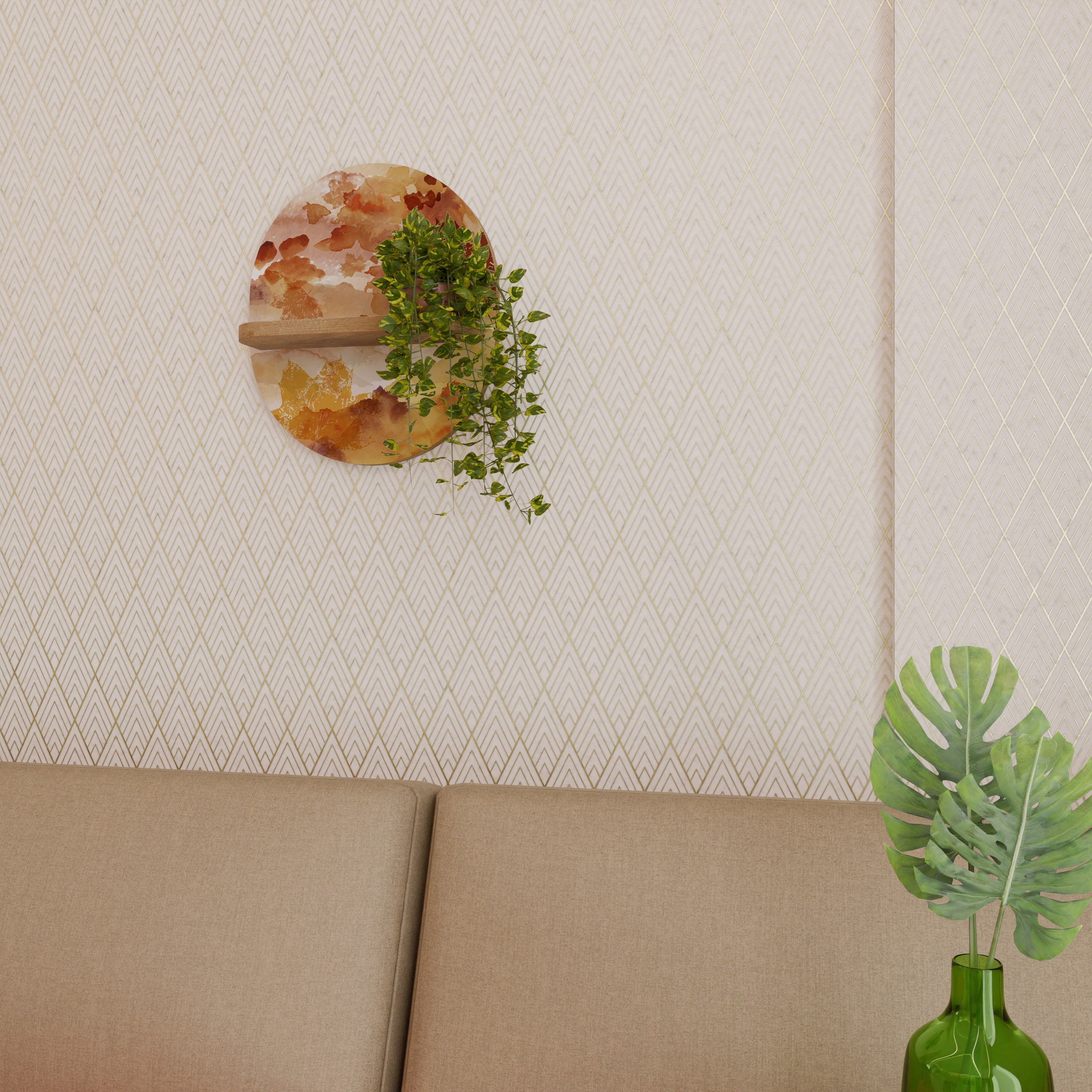 TRACES OF AUTUMN Prateleira Oval Decorativa em Efeito Carvalho