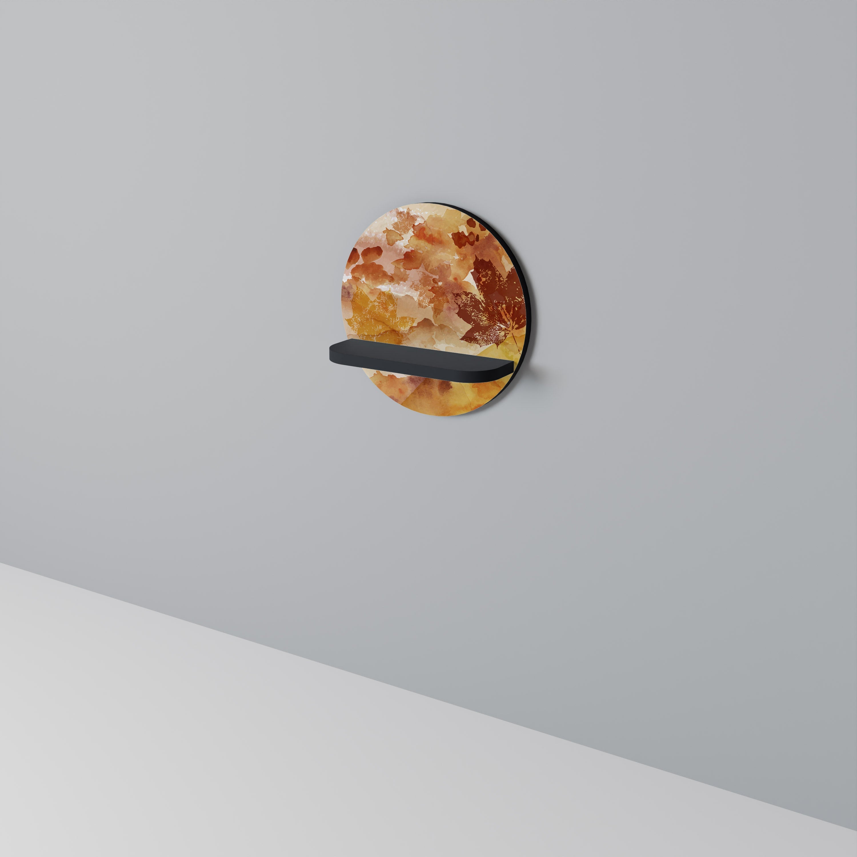 TRACES OF AUTUMN Prateleira Redonda Decorativa em Acabamento Preto