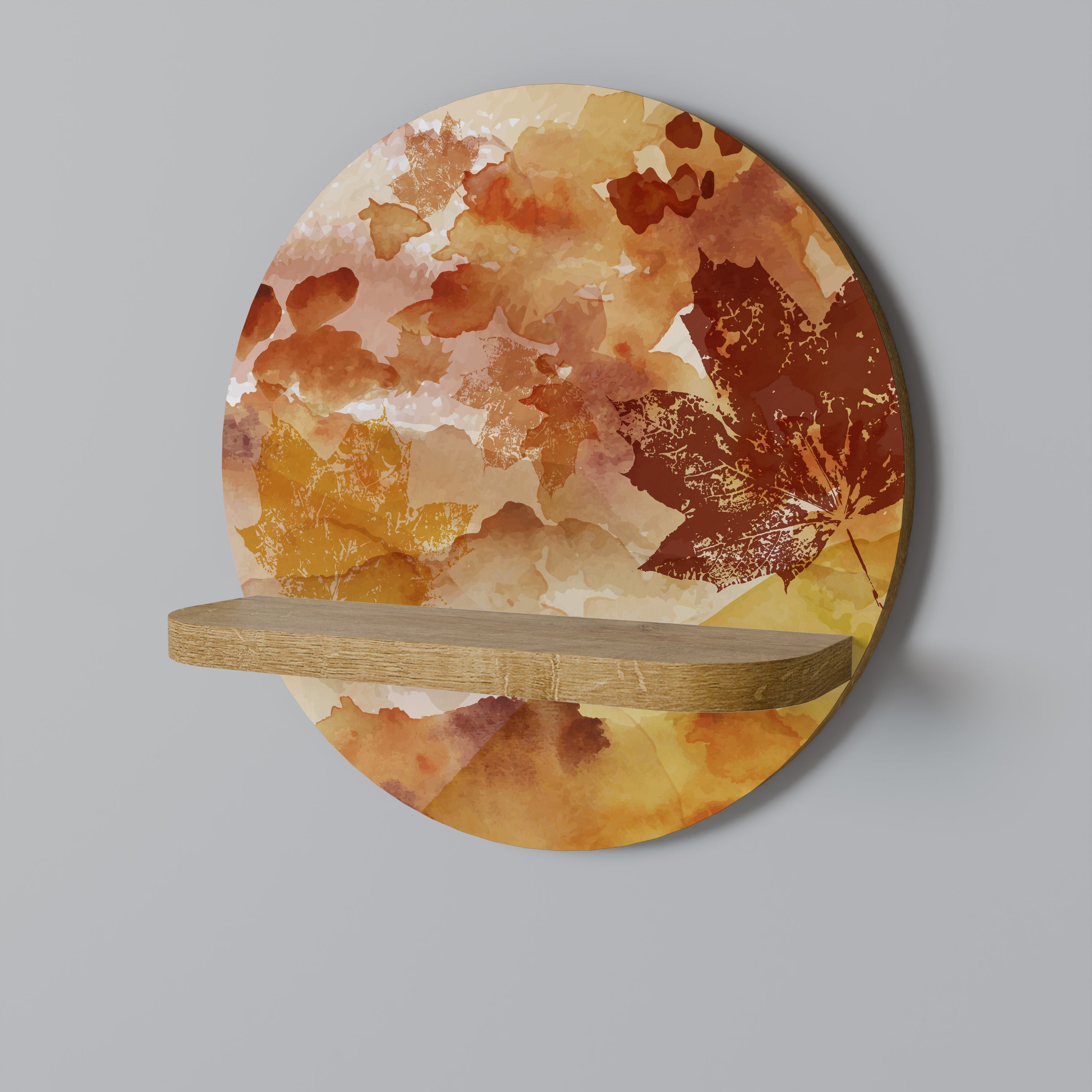 TRACES OF AUTUMN Prateleira Redonda Decorativa em Efeito Carvalho