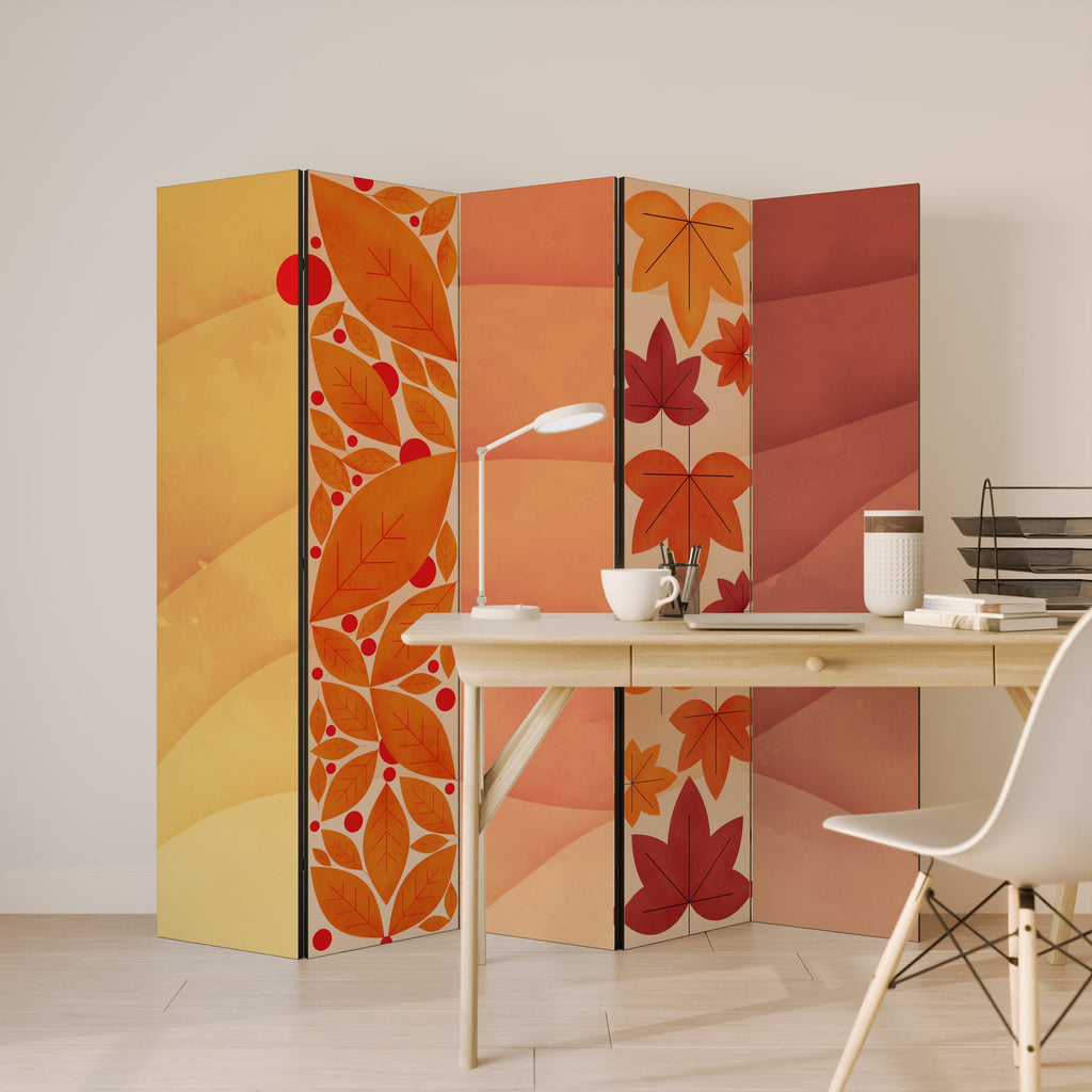 VIBRANT FALL FOLIAGE Biombo Decorativo de 5 Painéis