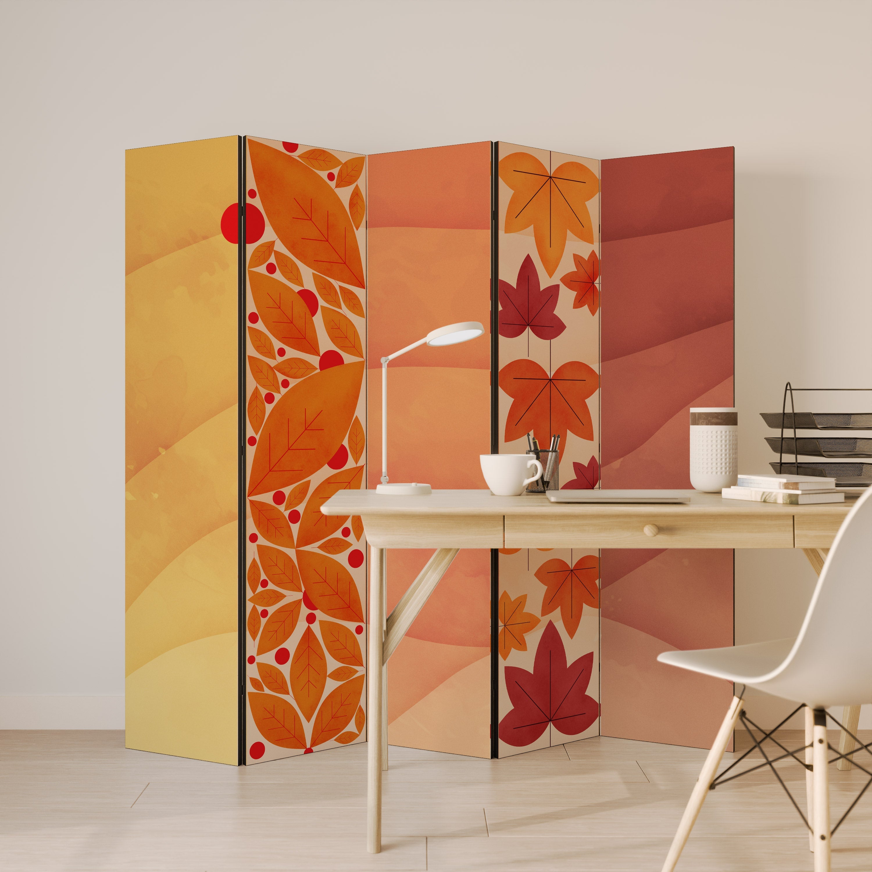 VIBRANT FALL FOLIAGE Biombo Decorativo de 5 Painéis