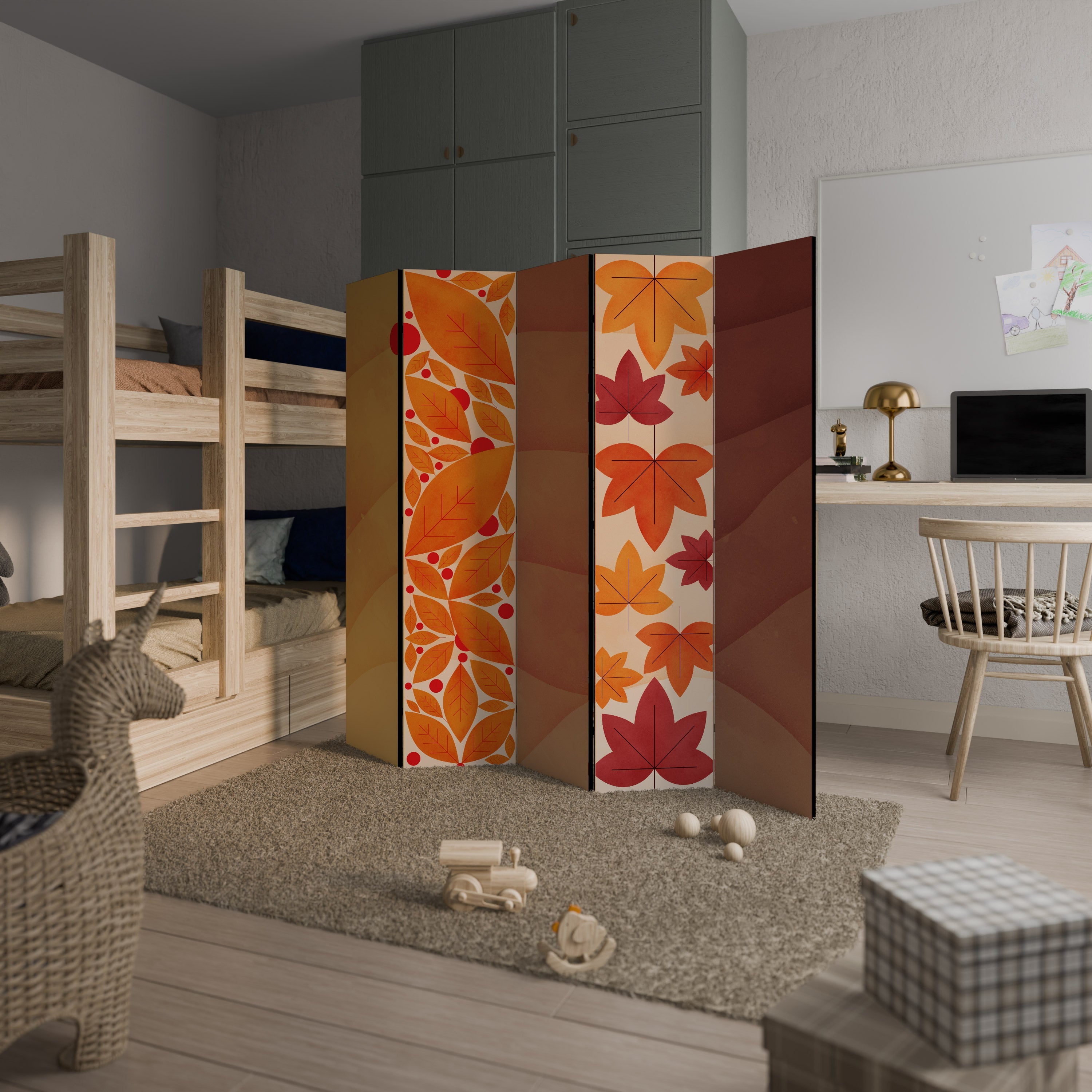 VIBRANT FALL FOLIAGE Biombo Decorativo de 5 Painéis