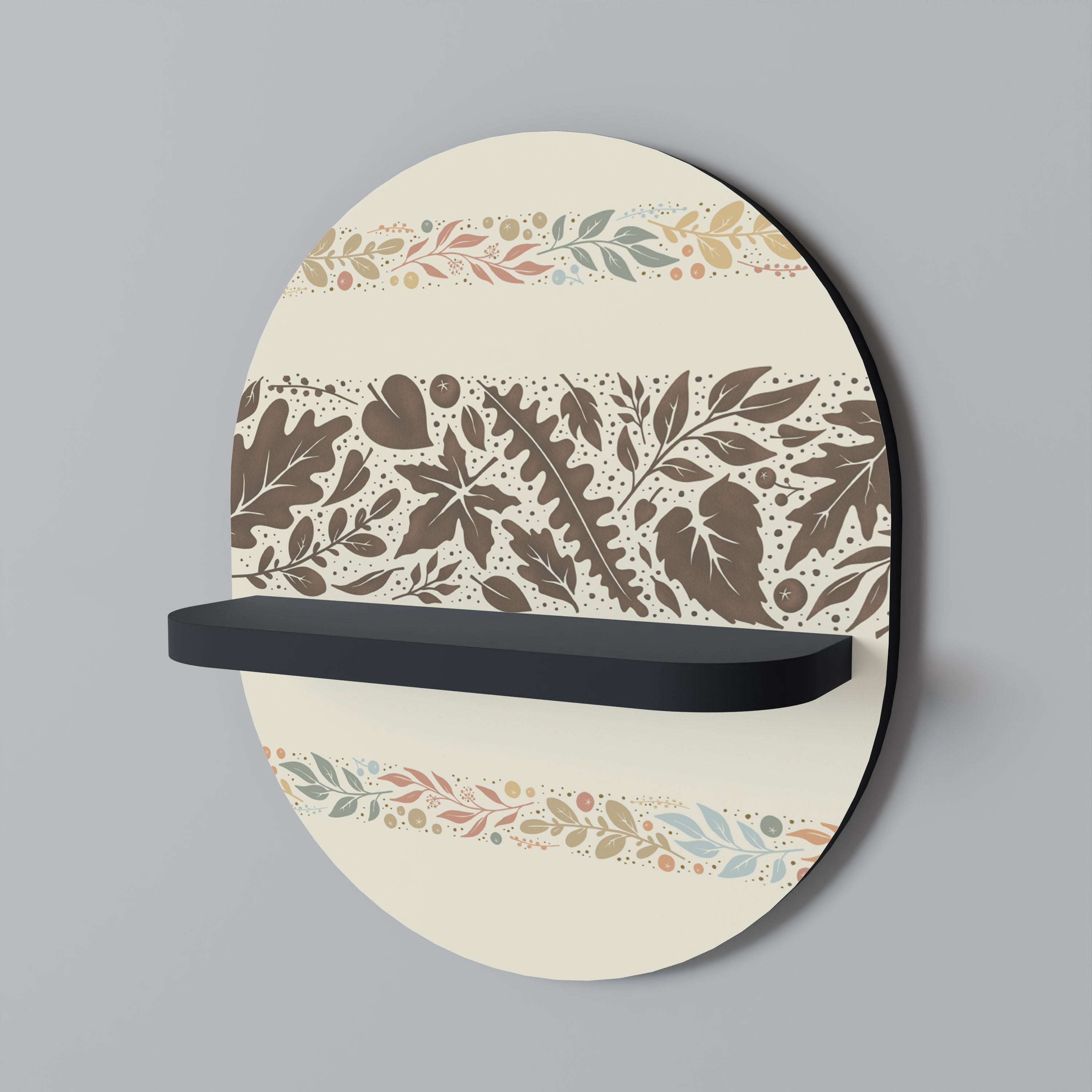 FOLIAGE ROWS Prateleira Oval Decorativa em Acabamento Preto