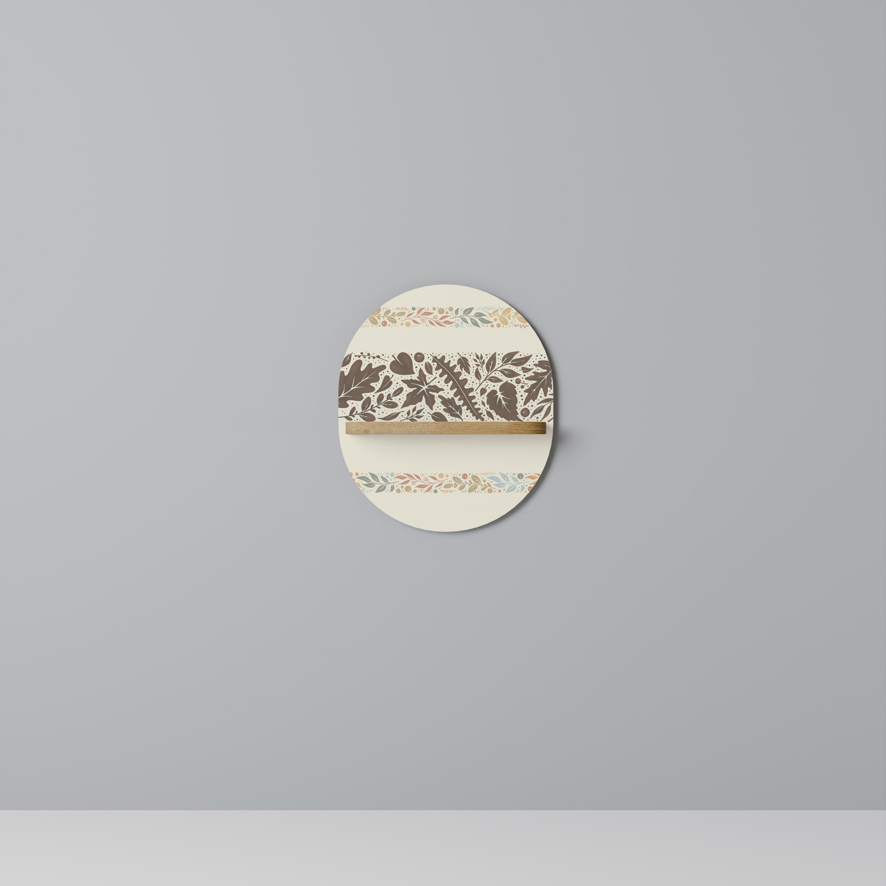 FOLIAGE ROWS Prateleira Oval Decorativa em Efeito Carvalho