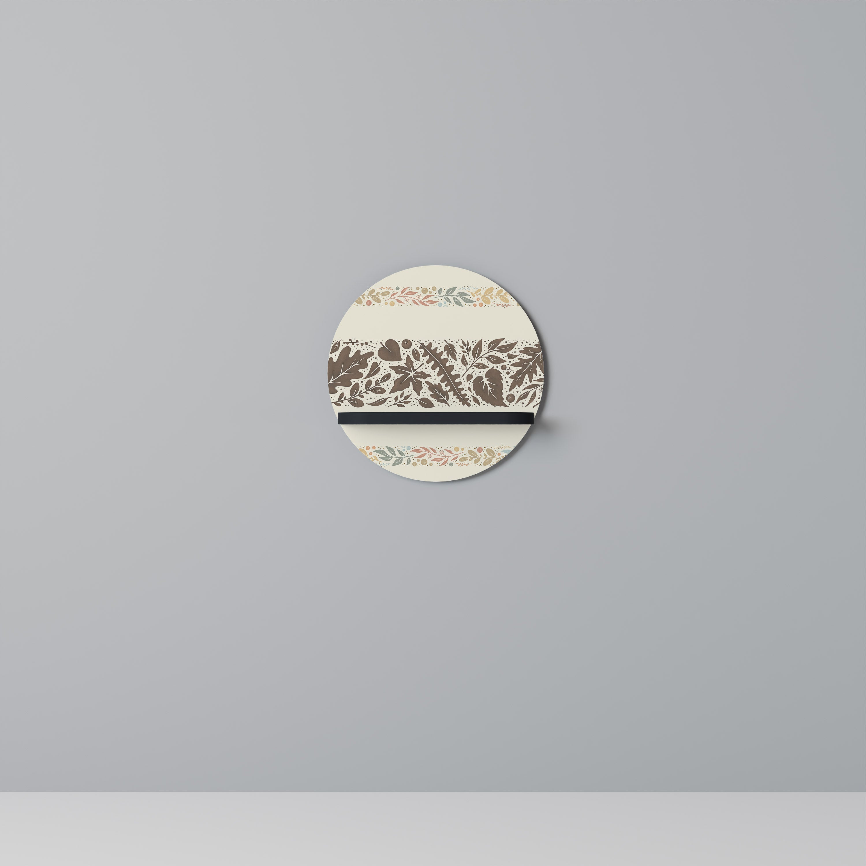 FOLIAGE ROWS Prateleira Redonda Decorativa em Acabamento Preto