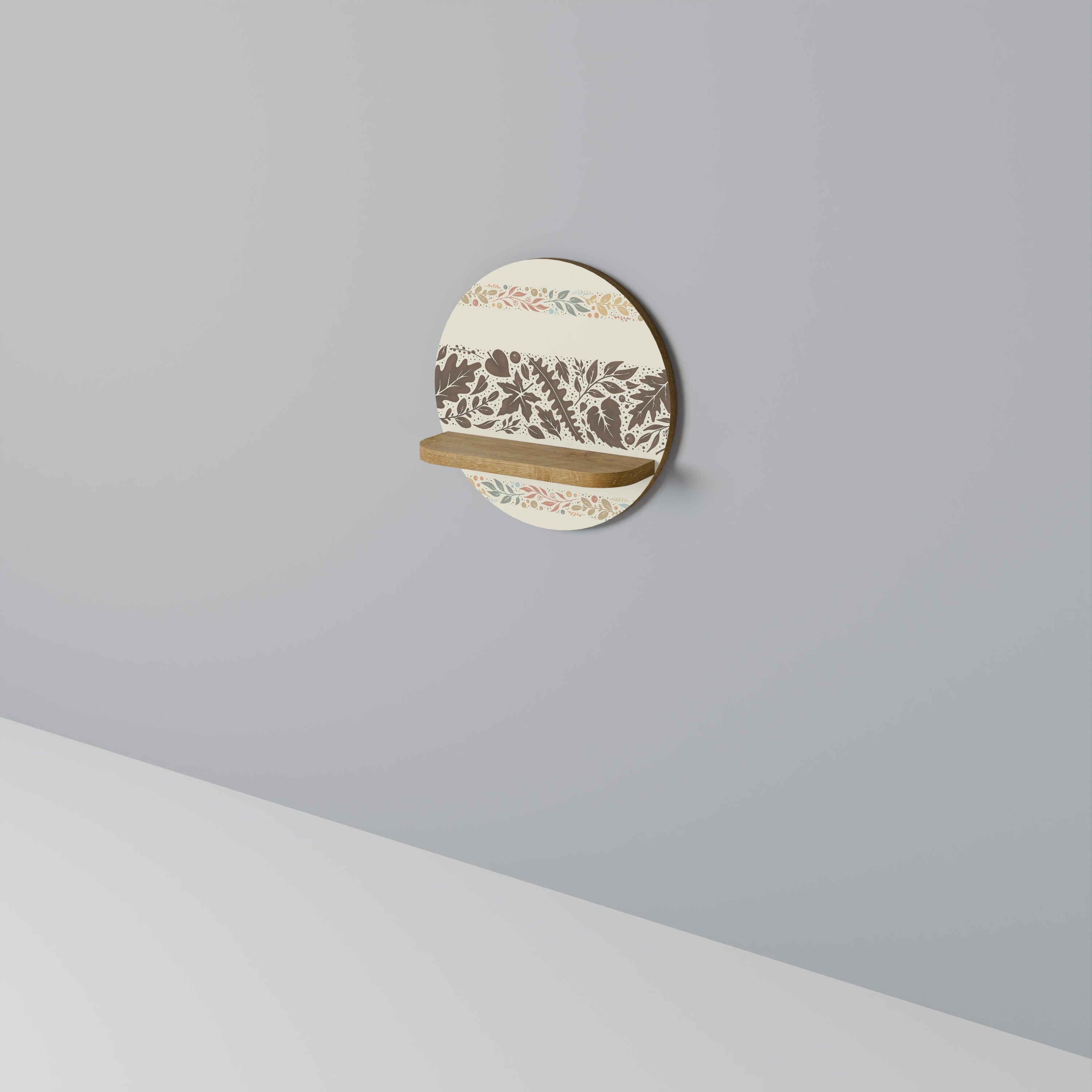 FOLIAGE ROWS Prateleira Redonda Decorativa em Efeito Carvalho