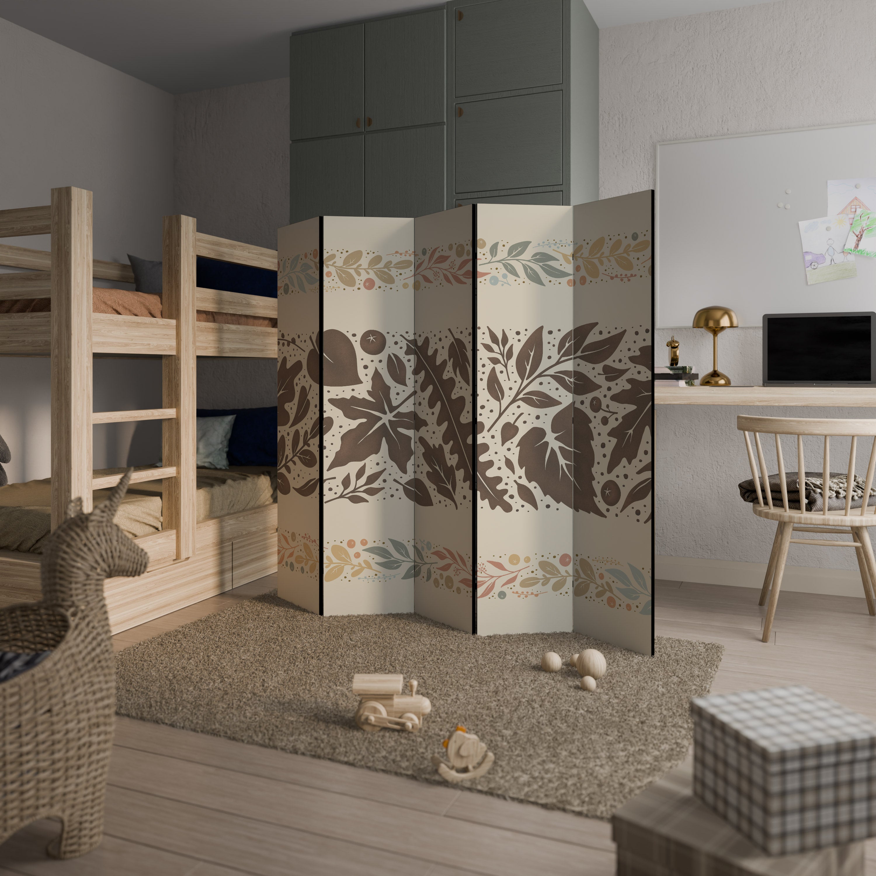 FOLIAGE ROWS Biombo de 5 Painéis