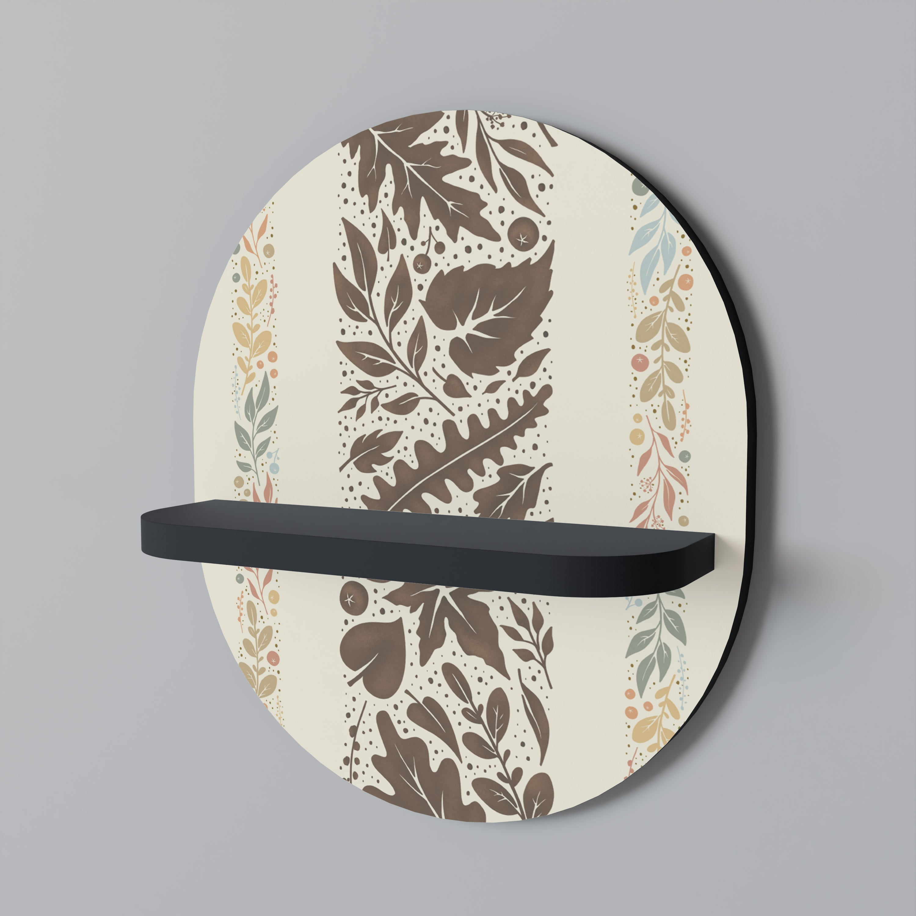 FOLIAGE TALES Prateleira Oval Decorativa em Acabamento Preto