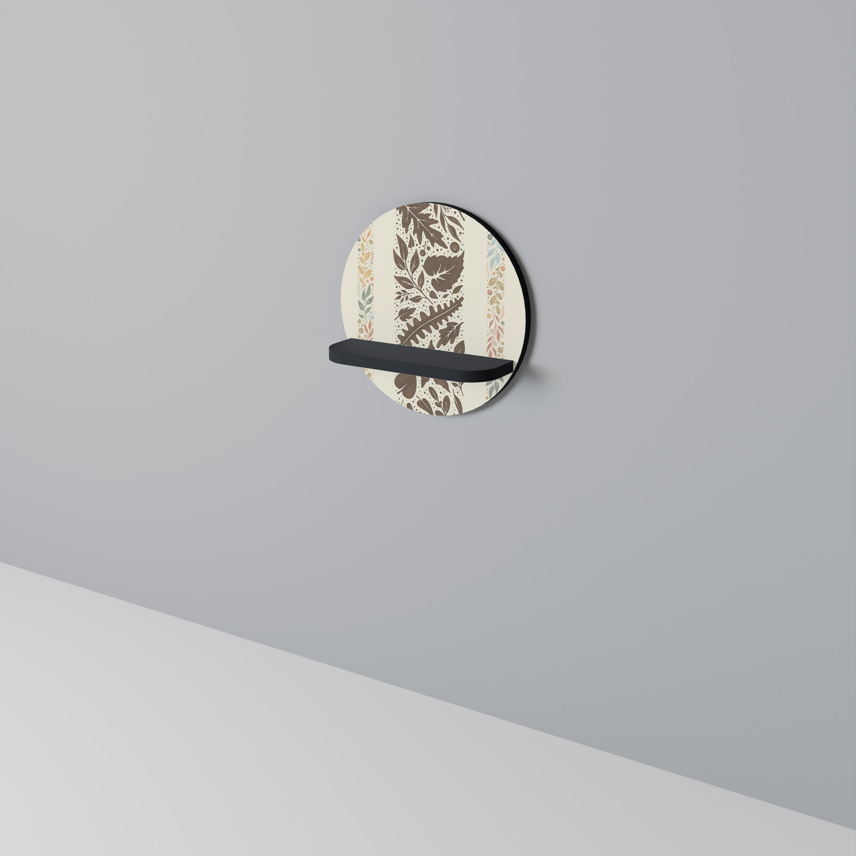 FOLIAGE TALES Prateleira Redonda Decorativa em Acabamento Preto