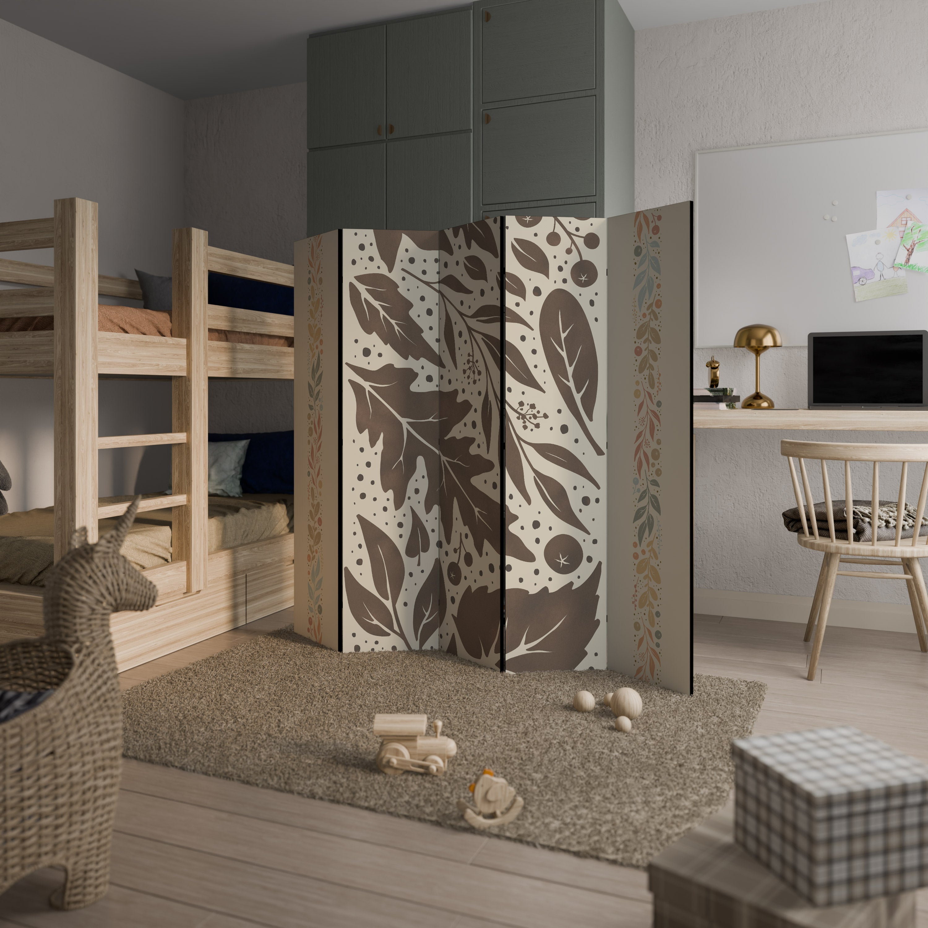 FOLIAGE TALES Biombo Decorativo de 5 Painéis